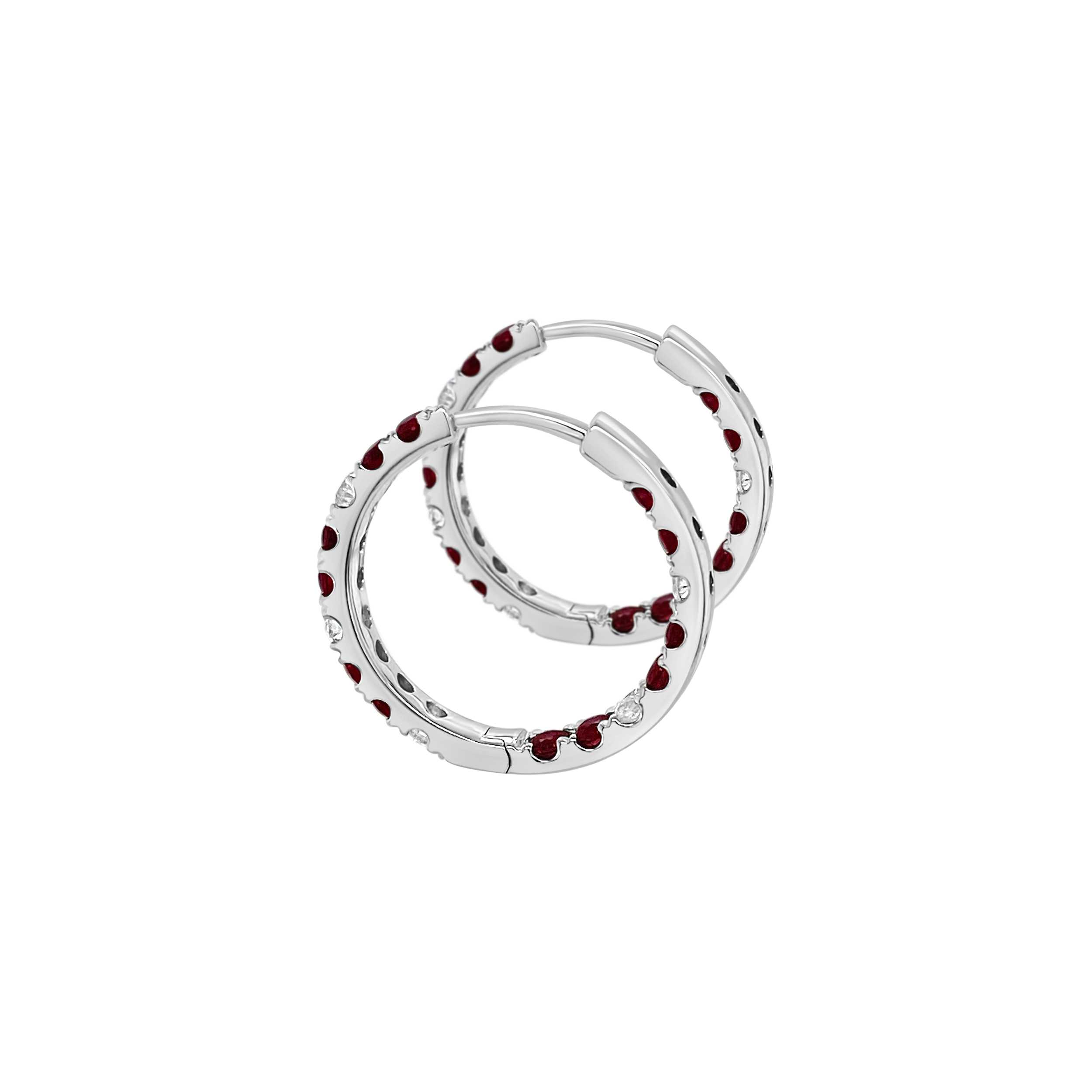 Irisa By Martin Binder Ruby & Diamond Hoop Earrings