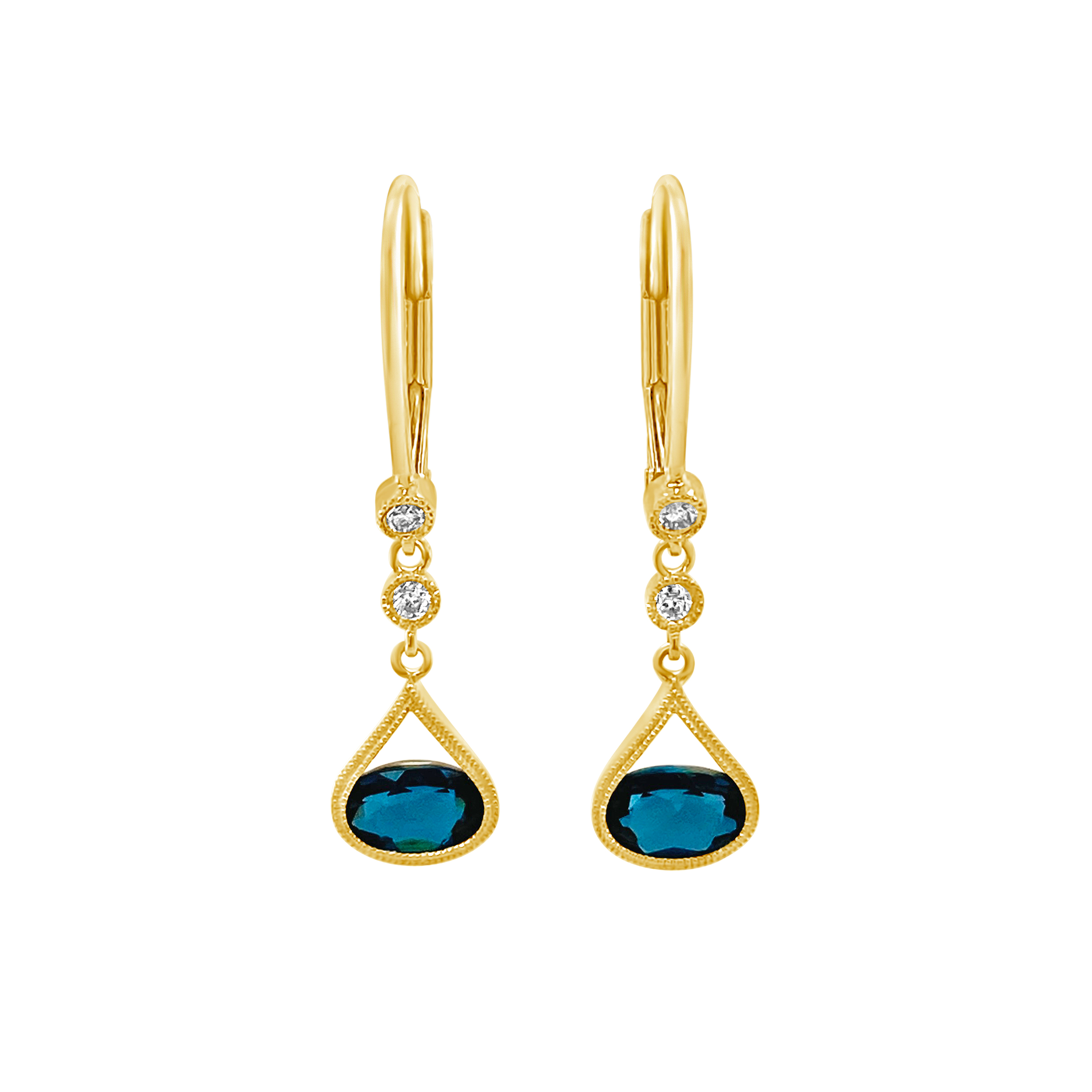 Irisa By Martin Binder Oval London Blue Topaz & Diamond Dangle Earrings
