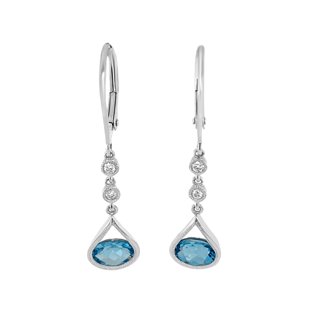 Irisa By Martin Binder Blue Topaz & Diamond Dangle Earrings