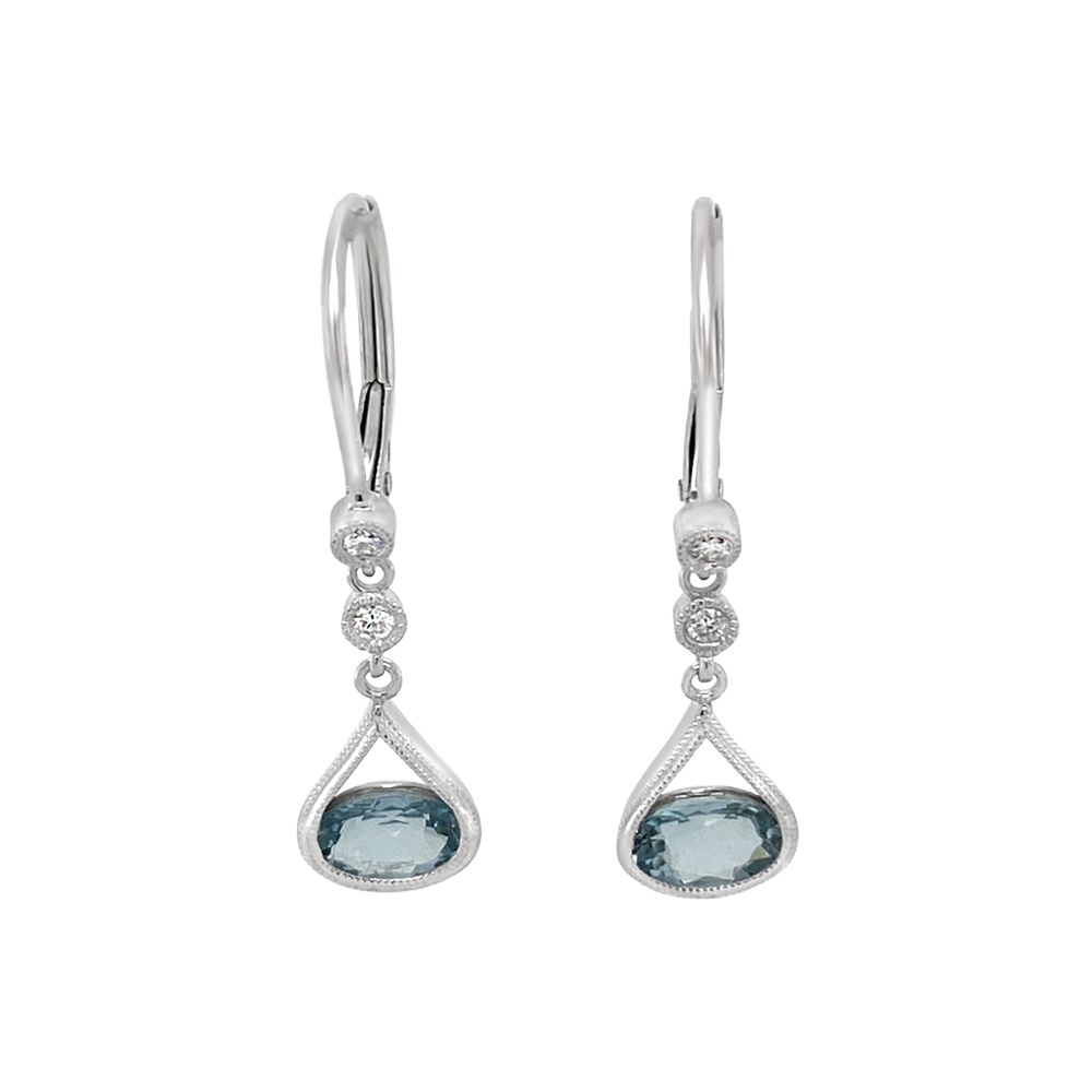 Irisa By Martin Binder Aquamarine & Diamond Dangle Earrings