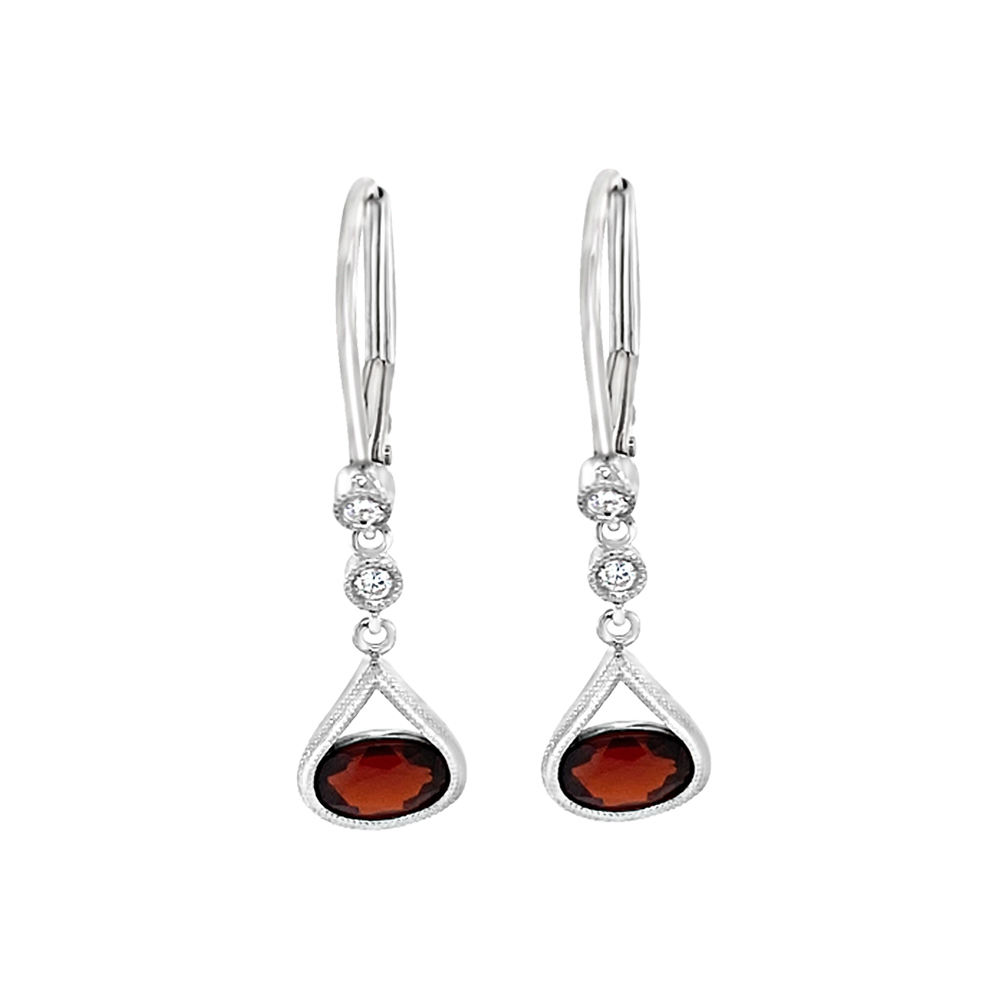 Irisa By Martin Binder Garnet & Diamond Dangle Earrings