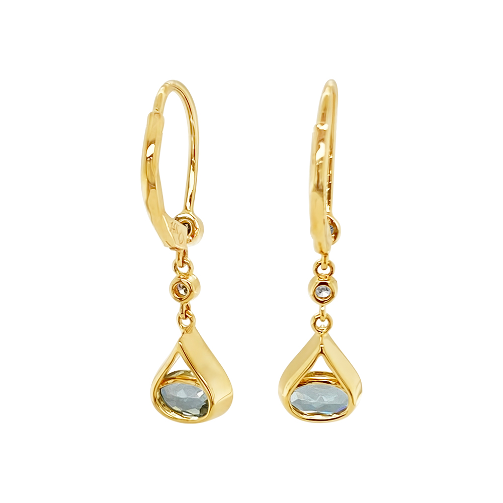Irisa By Martin Binder Oval Sky Blue Topaz & Diamond Dangle Earrings