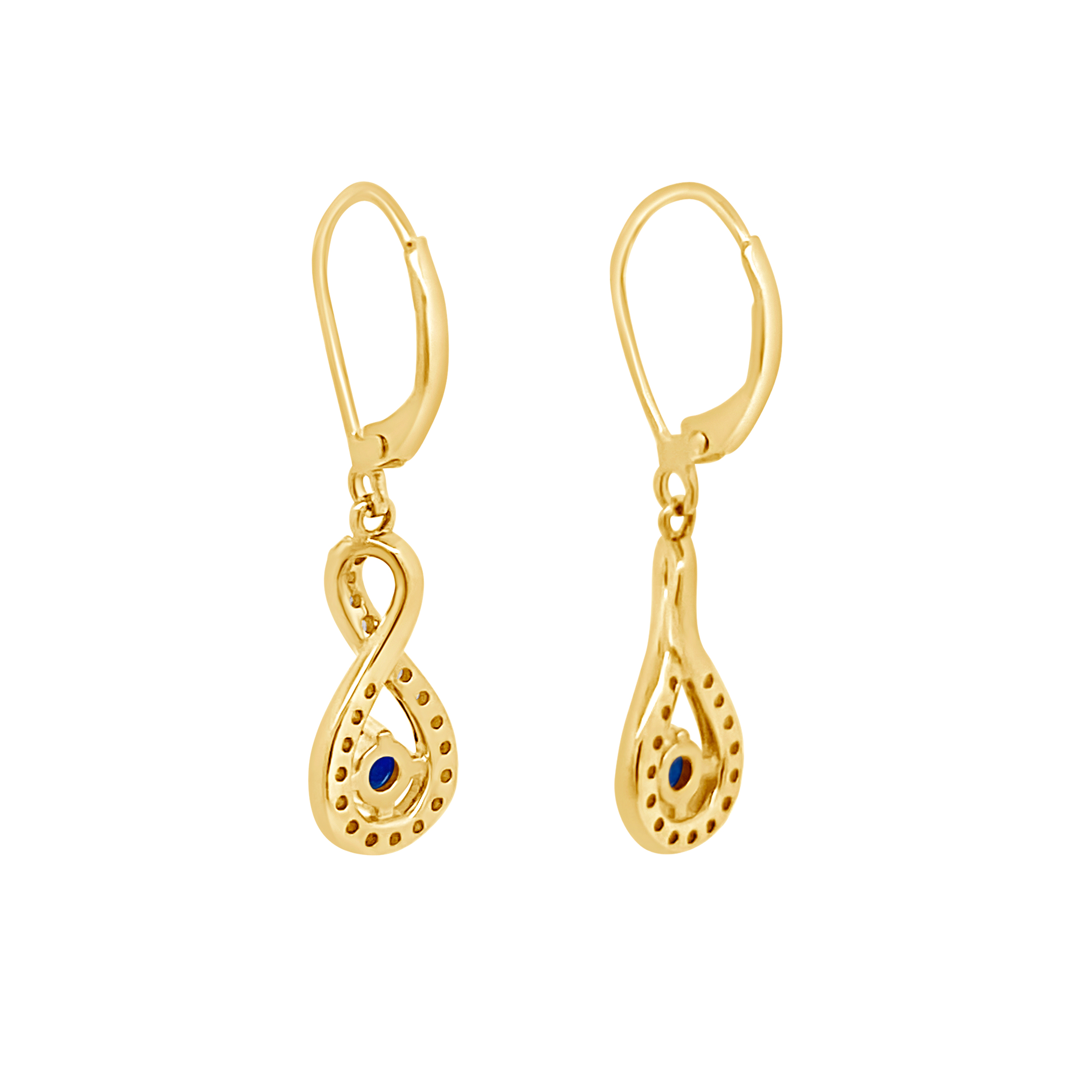 Irisa by Martin Binder Blue Sapphire & Diamond Twist Dangle Earrings