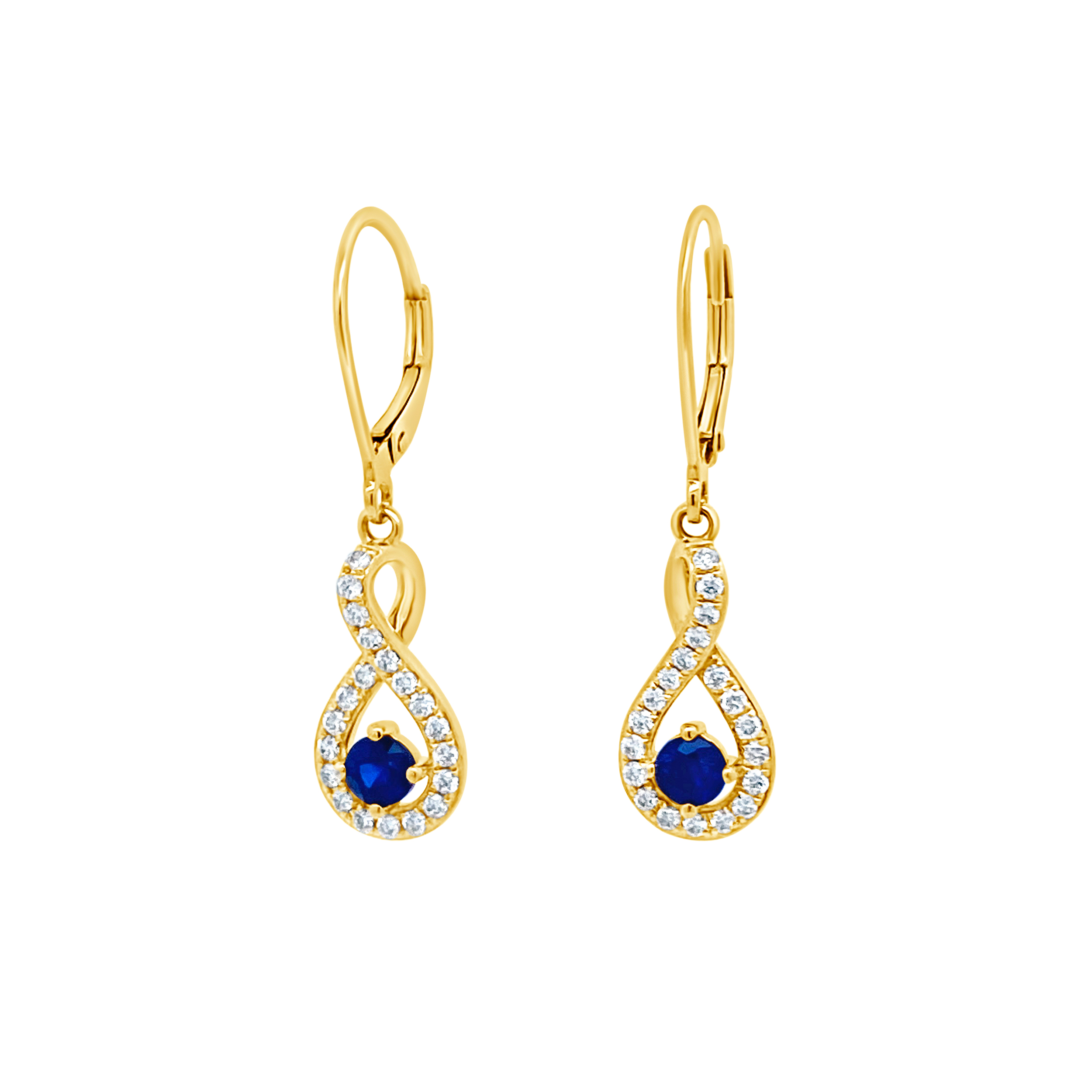 Irisa by Martin Binder Blue Sapphire & Diamond Twist Dangle Earrings