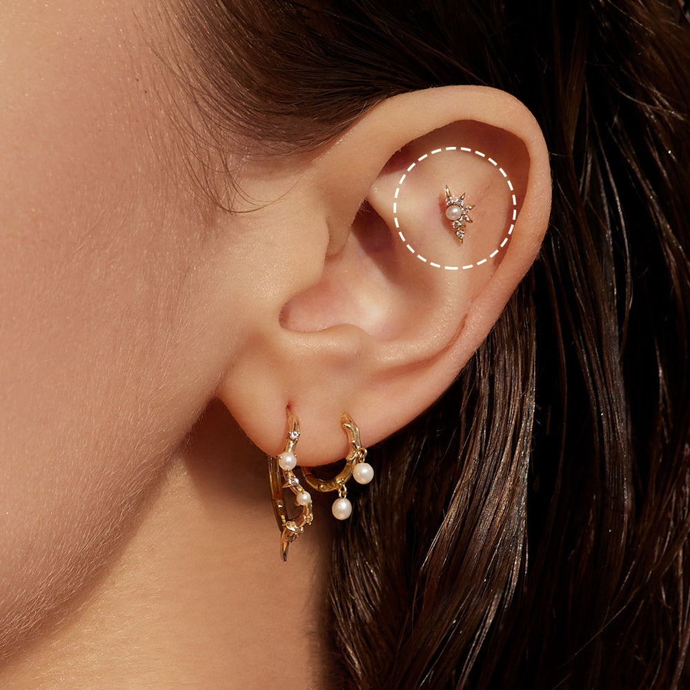 Aurelie Gi Nixie Pearl & White Sapphire Stud Earrings