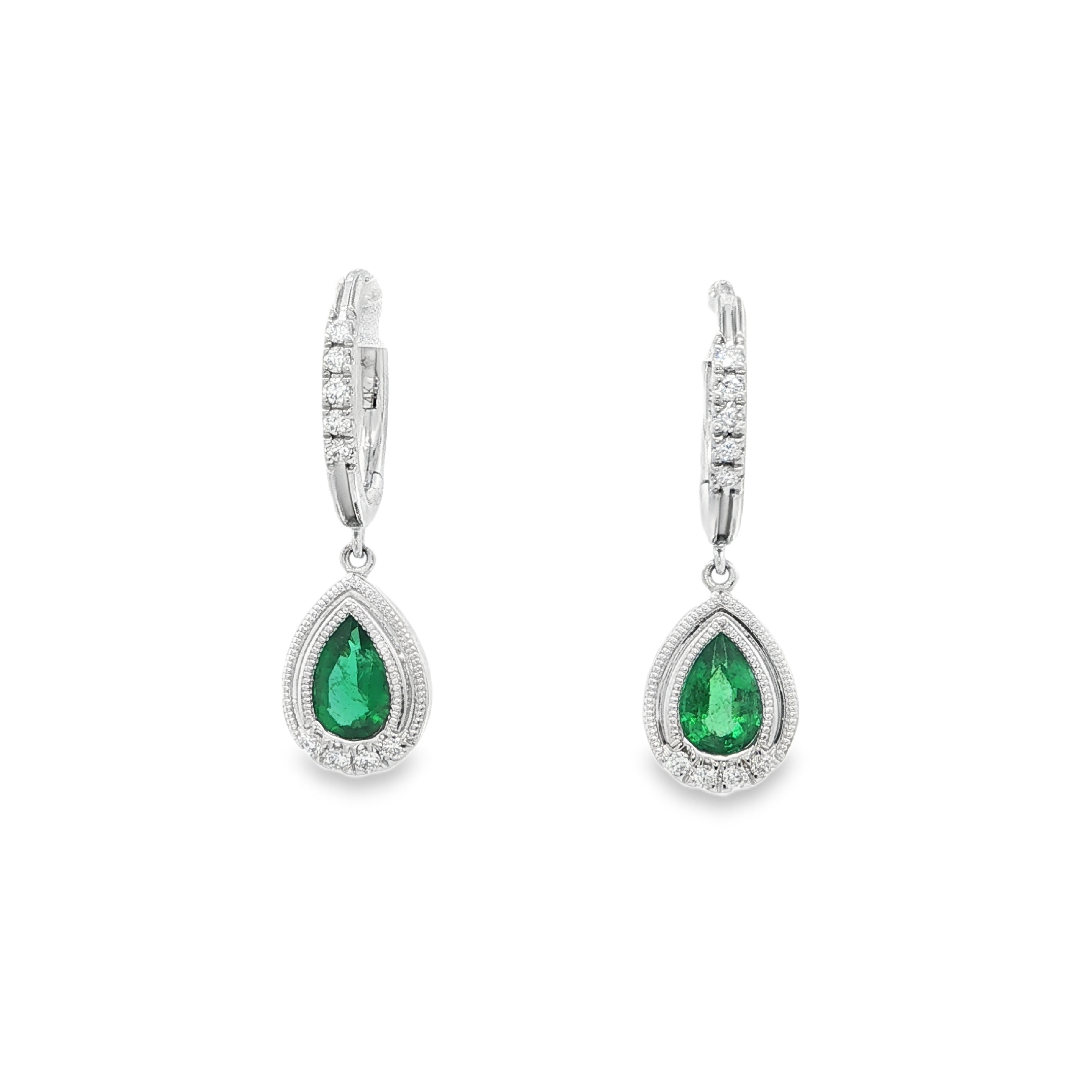 Irisa by Martin Binder Emerald & Diamond Milgrain Dangle Earrings