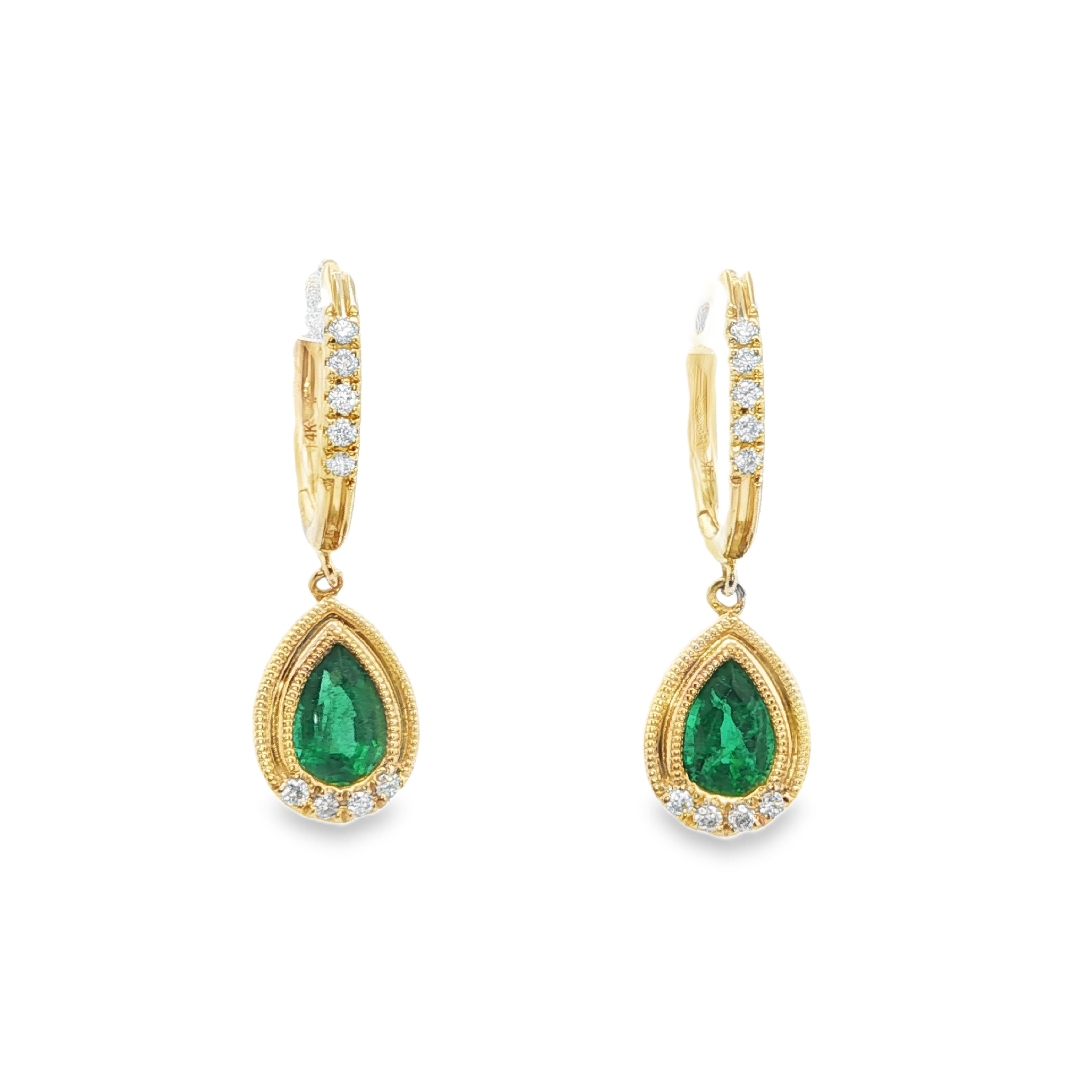 Irisa by Martin Binder Emerald & Diamond Milgrain Dangle Earrings