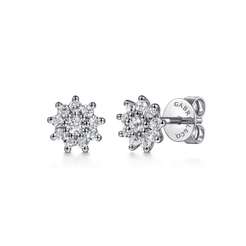 Gabriel & Co. Color White Sapphire Cluster Stud Earrings