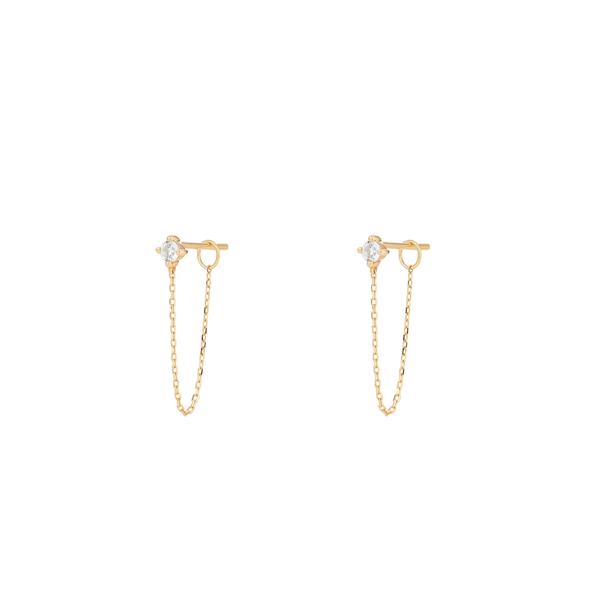 Aurelie Gi Ava White Sapphire Chain Drop Earrings