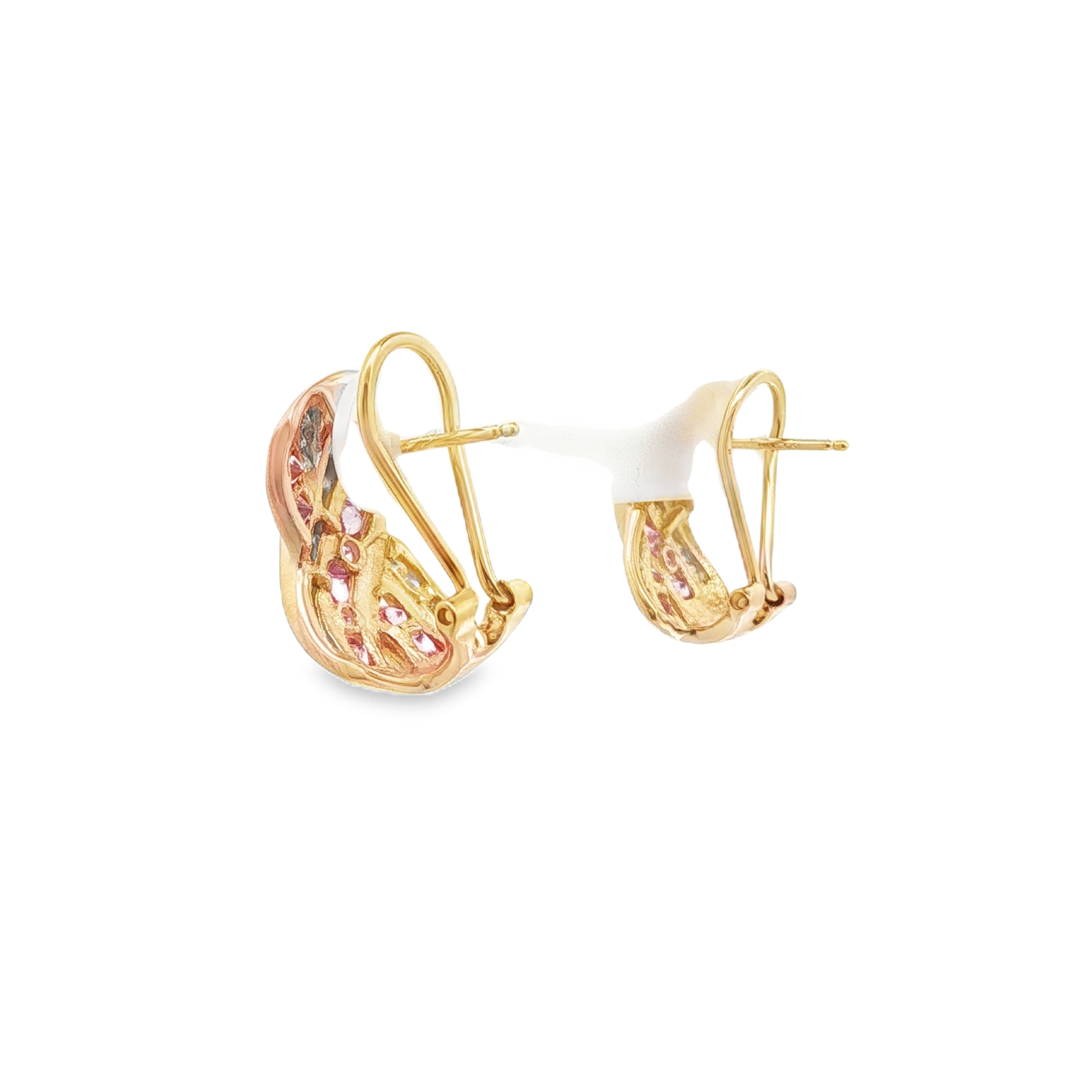 Estate by Martin Binder Pink Sapphire & Diamond X Design Earrings