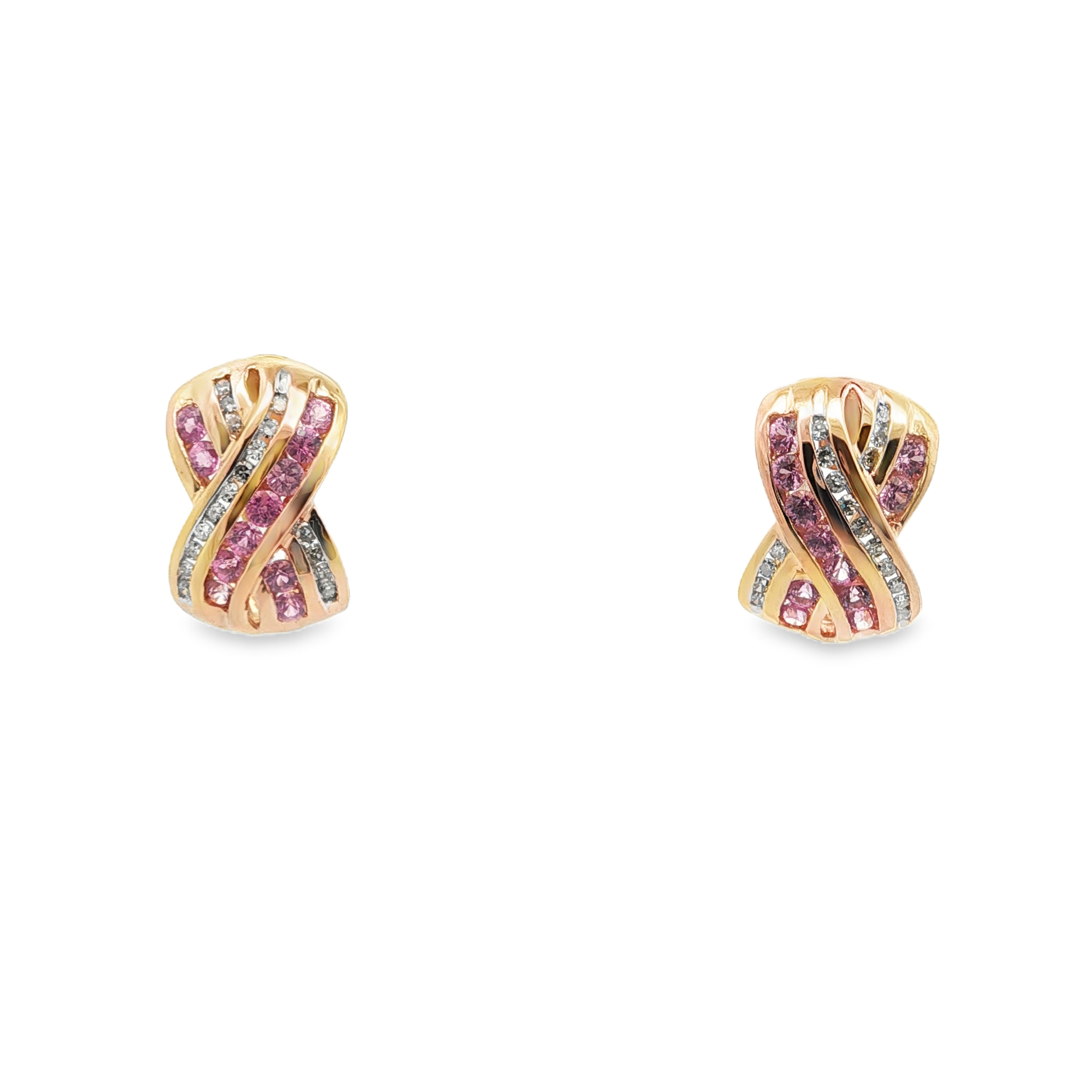 Estate by Martin Binder Pink Sapphire & Diamond X Design Earrings