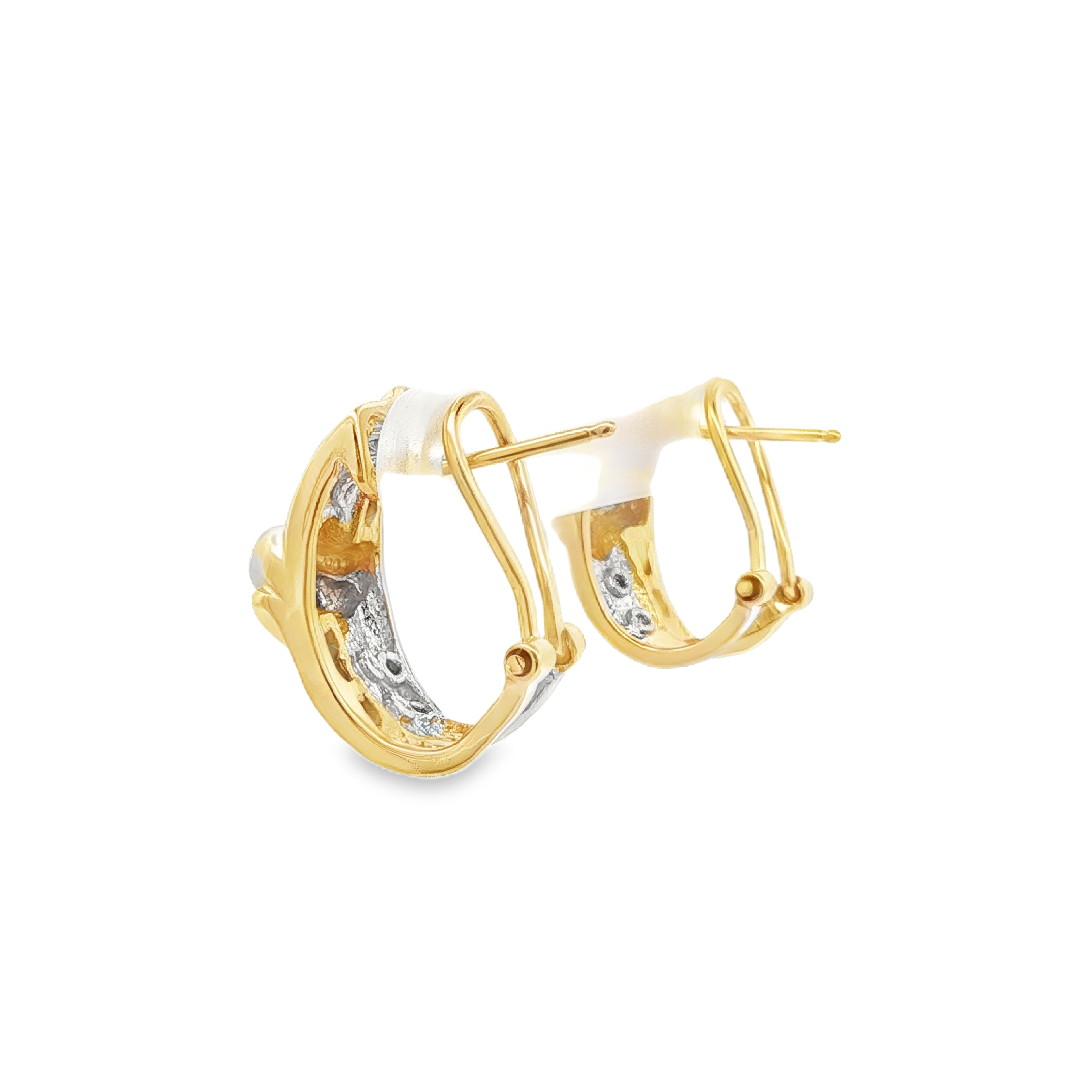 Estate by Martin Binder Two-Tone Blue Sapphire & Diamond Hoop Earrings