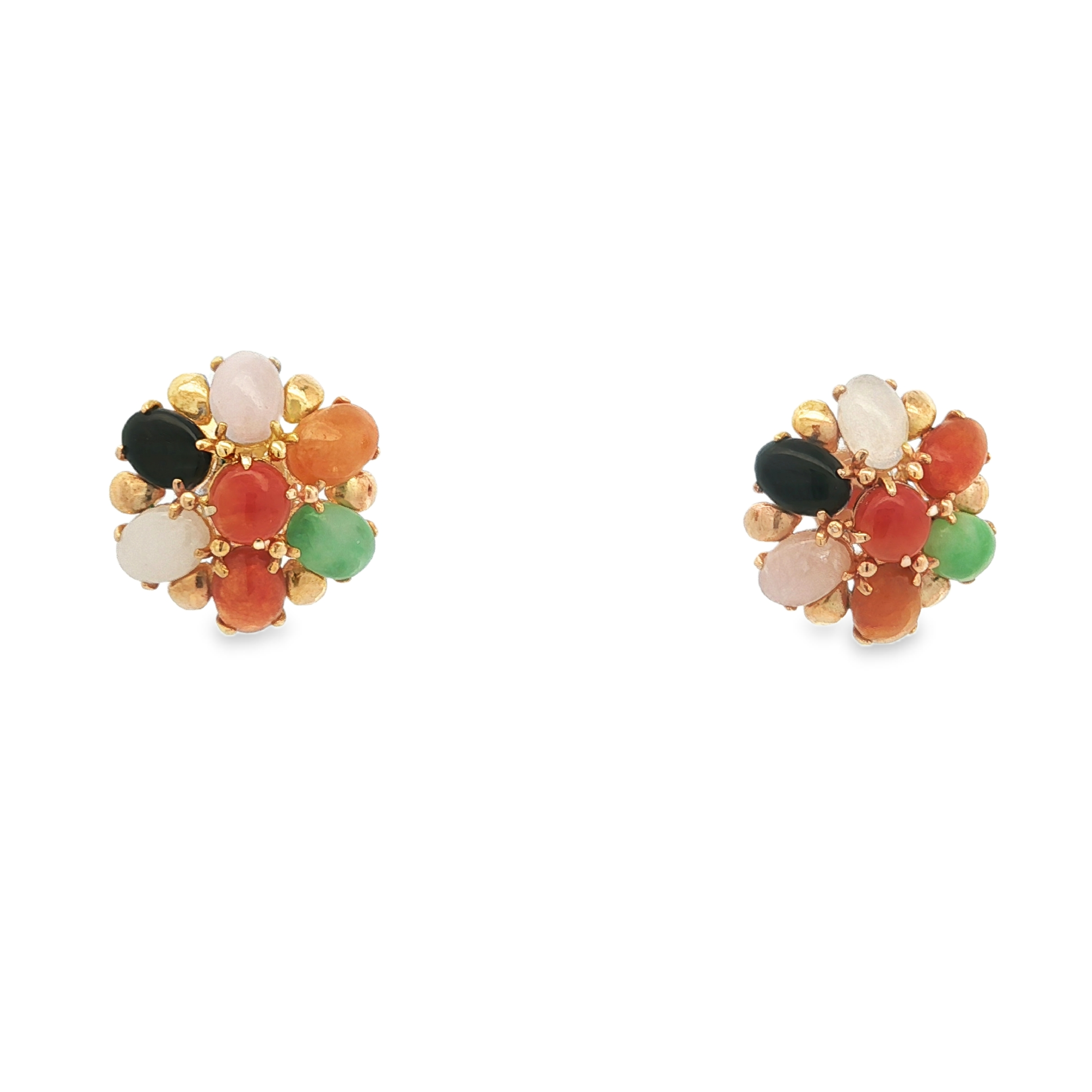 Estate by Martin Binder Multi Color Jade Cluster Earrings