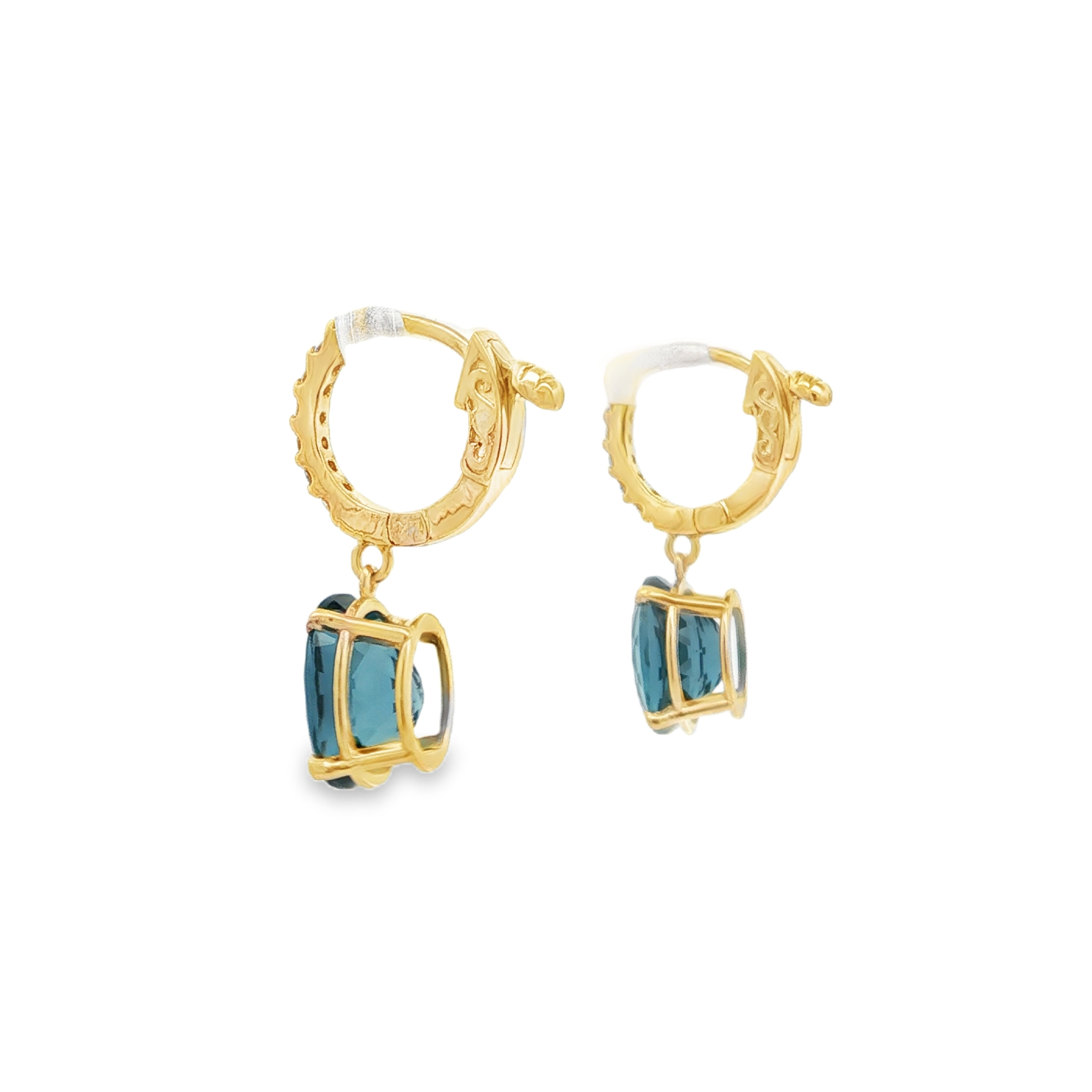 Irisa by Martin Binder London Blue Topaz & Diamond Dangle Huggie Earrings