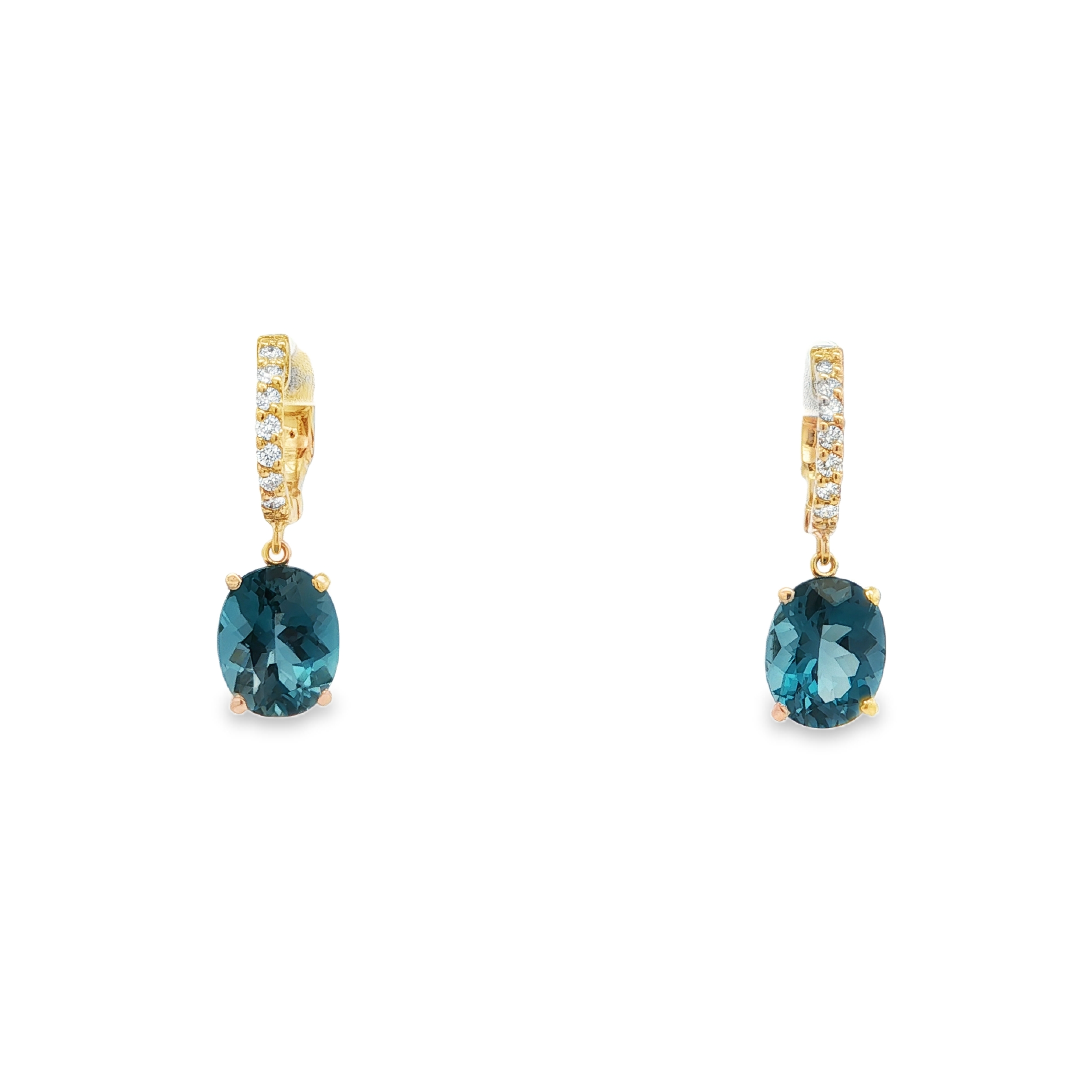 Irisa by Martin Binder London Blue Topaz & Diamond Dangle Huggie Earrings