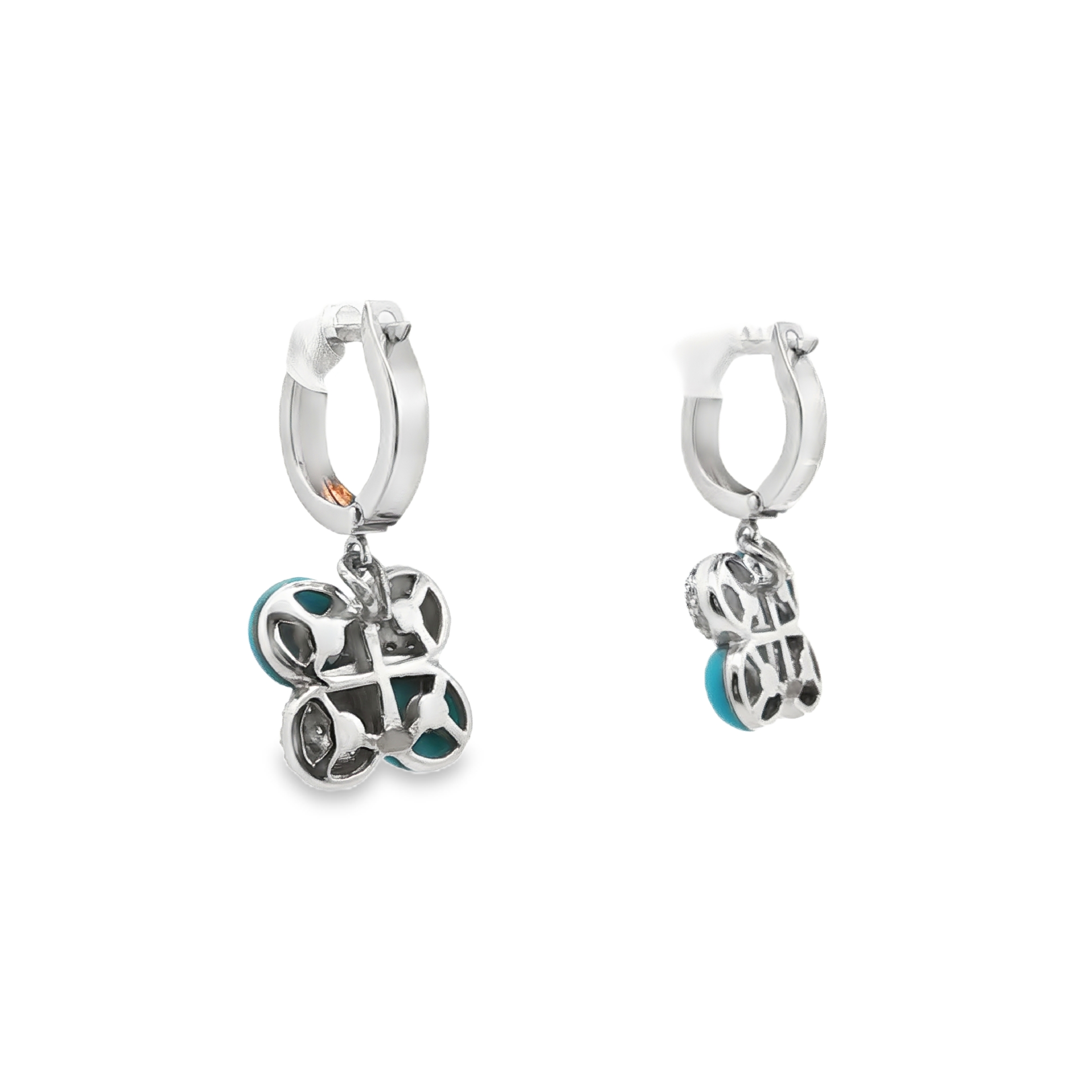Estate by Martin Binder Turquoise & Diamond Clover Earrings
