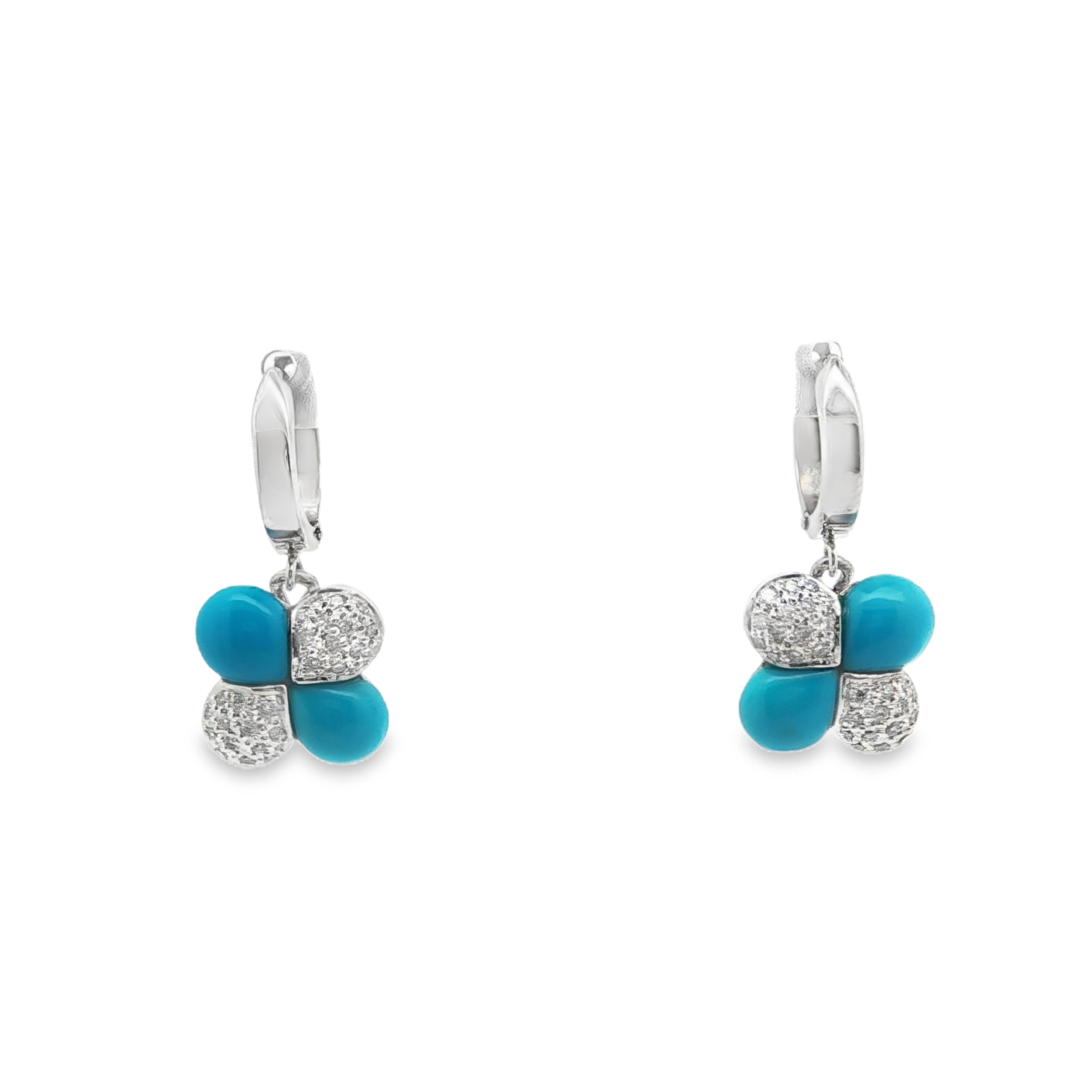 Estate by Martin Binder Turquoise & Diamond Clover Earrings