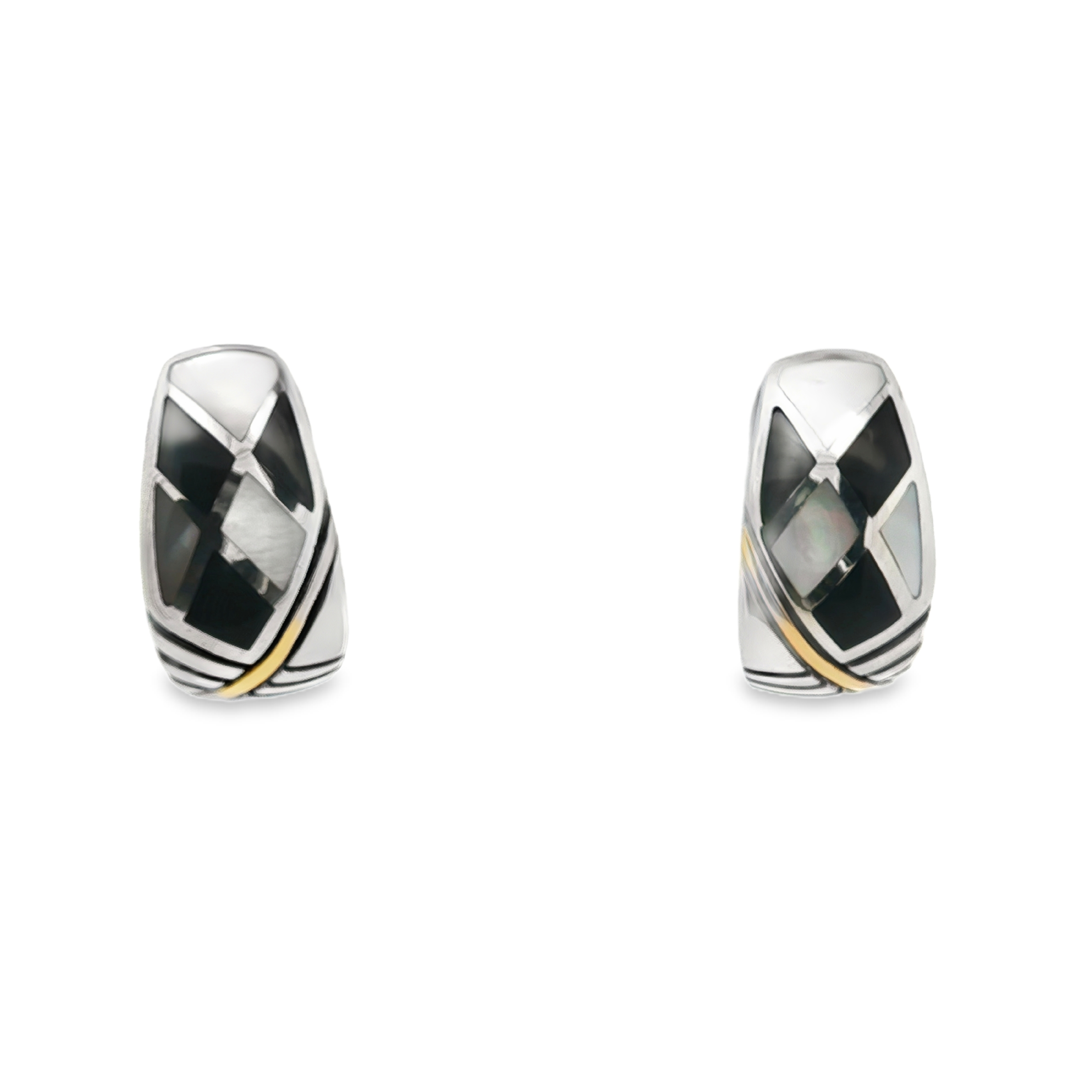 Estate by Martin Binder Black Onyx & Mother of Pearl Earrings