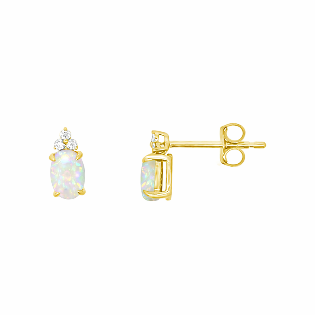 Irisa by Martin Binder Oval Opal & Diamond Stud Earrings