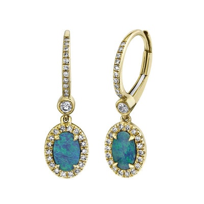 Shy Creation Color Opal & Diamond Dangle Earrings