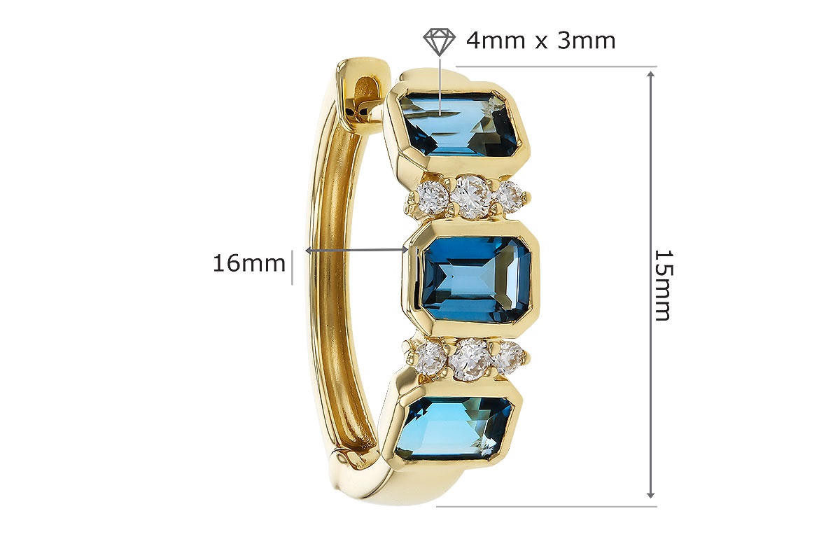 Allison Kaufman London Blue Topaz & Diamond Hoop Earrings