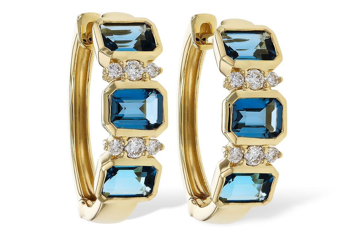Allison Kaufman London Blue Topaz & Diamond Hoop Earrings