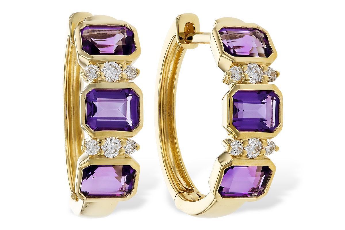 Allison Kaufman Amethyst & Diamond Hoop Earrings