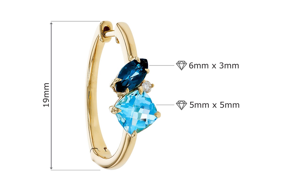 Allison Kaufman Blue Topaz & Diamond Hoop Earrings