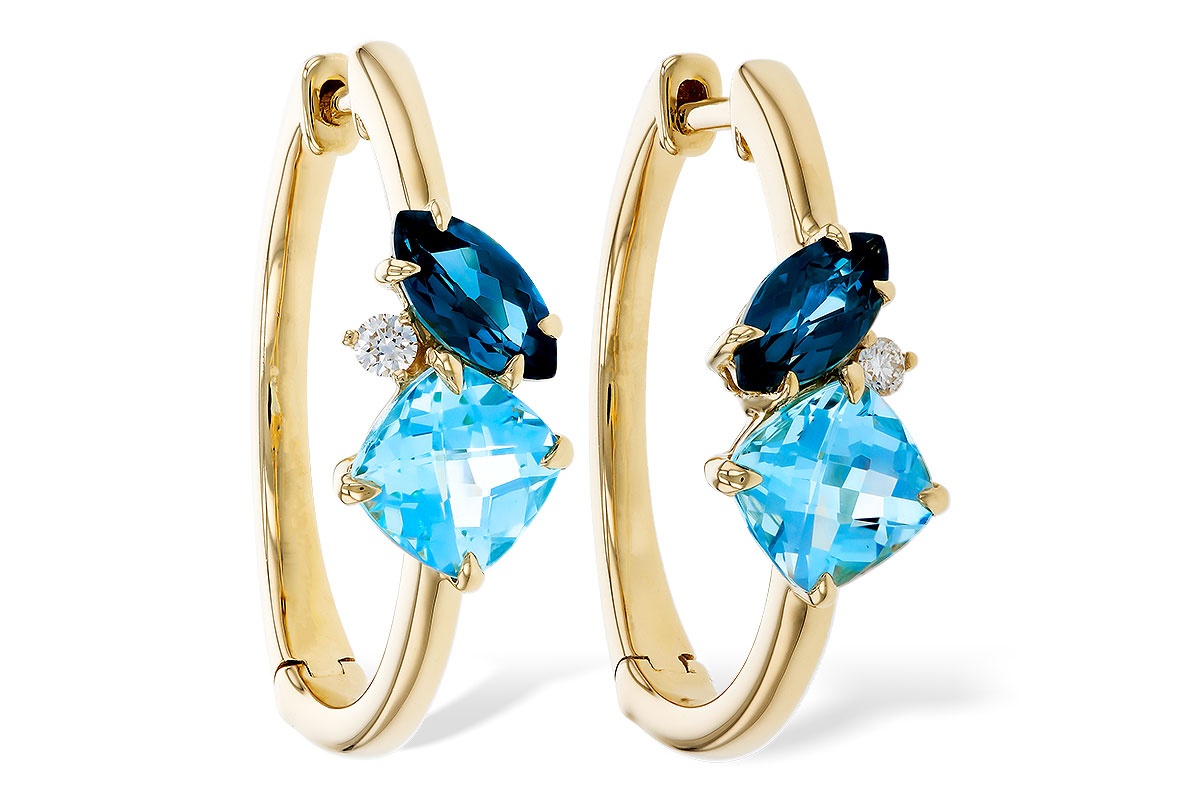 Allison Kaufman Blue Topaz & Diamond Hoop Earrings