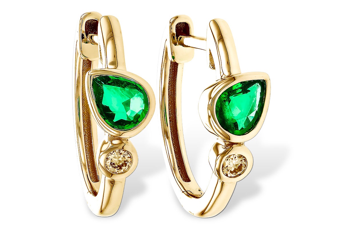Allison Kaufman Emerald & Diamond Hoop Earrings