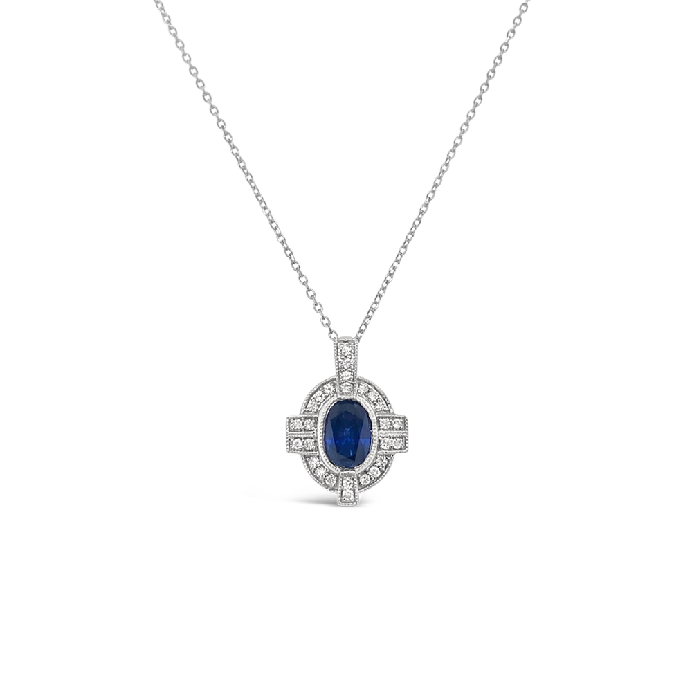 Irisa By Martin Binder Ornate Blue Sapphire & Diamond Pendant