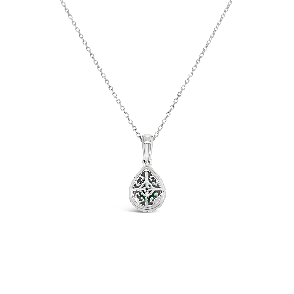 Irisa By Martin Binder Halo Pear Emerald & Diamond Necklace