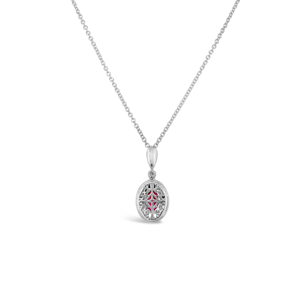 Irisa By Martin Binder Ruby & Diamond Halo Pendant Necklace