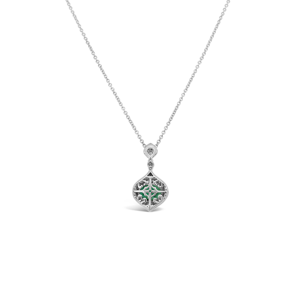 Irisa By Martin Binder Oval Emerald & Pave Diamond Necklace