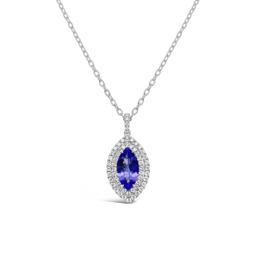 Irisa By Martin Binder Tanzanite & Diamond Marquise Pendant Necklace