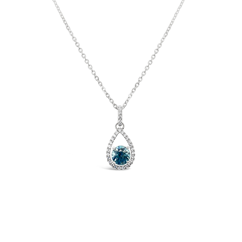 Irisa By Martin Binder Blue Zricon & Diamond Teardrop Pendant Necklace