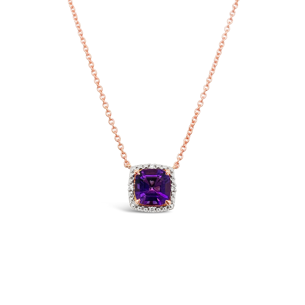Irisa By Martin Binder Amethyst & Diamond Pendant (6mm Gemstone)