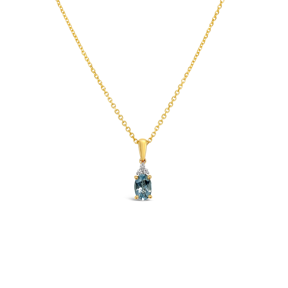 Irisa By Martin Binder Oval Aquamarine & Diamond Pendant Necklace