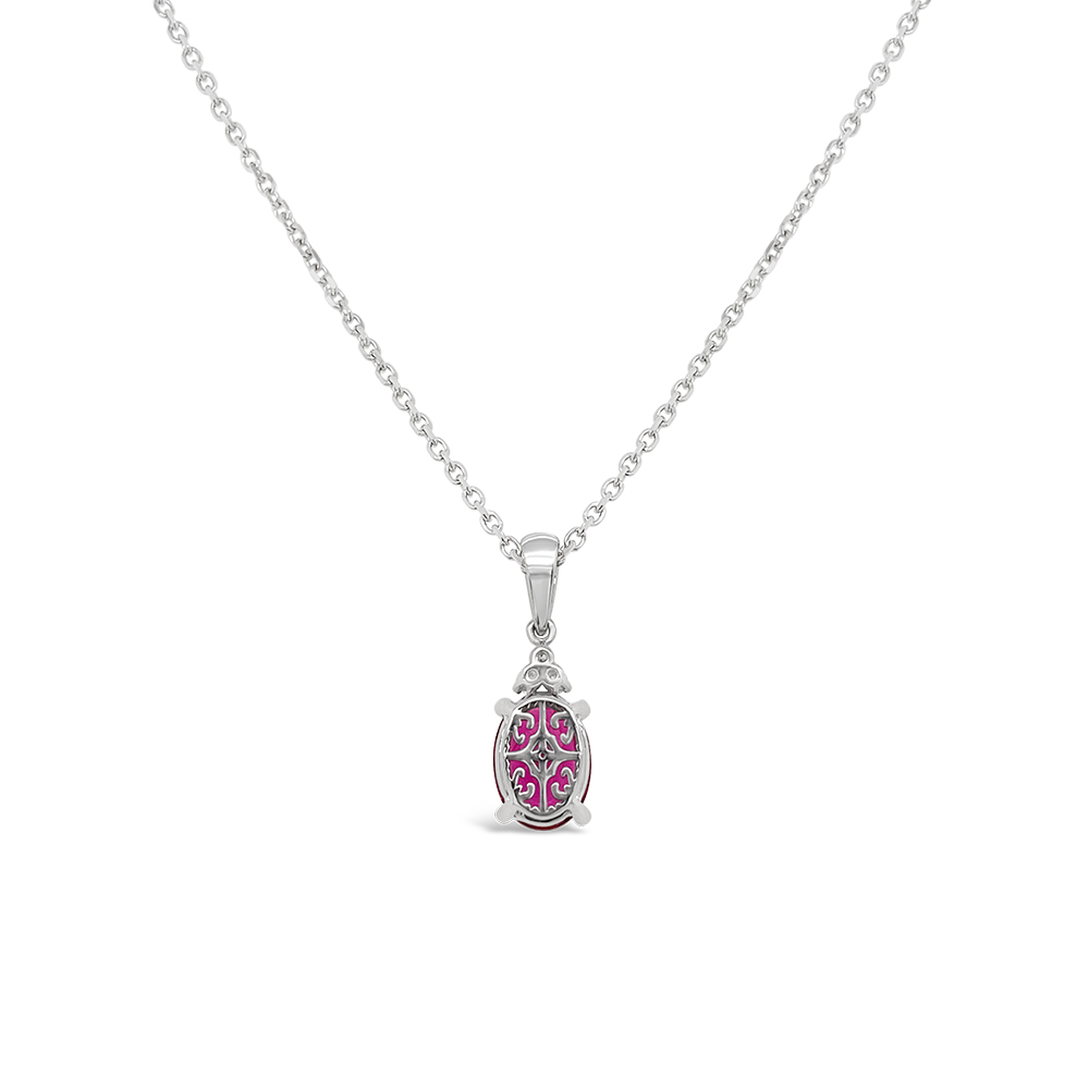 Irisa By Martin Binder Oval Red Tourmaline & Diamond Accent Necklace