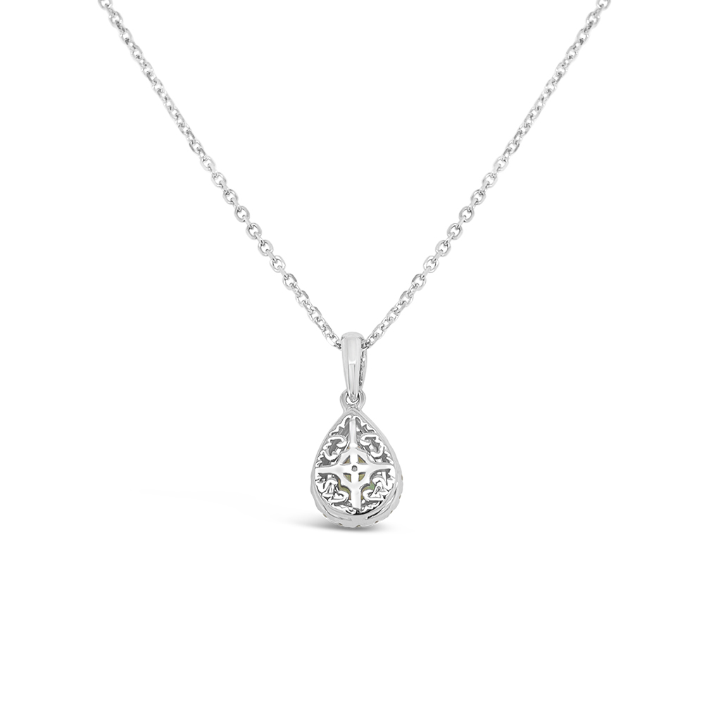Irisa By Martin Binder Pear Alexandrite & Diamond Halo Necklace