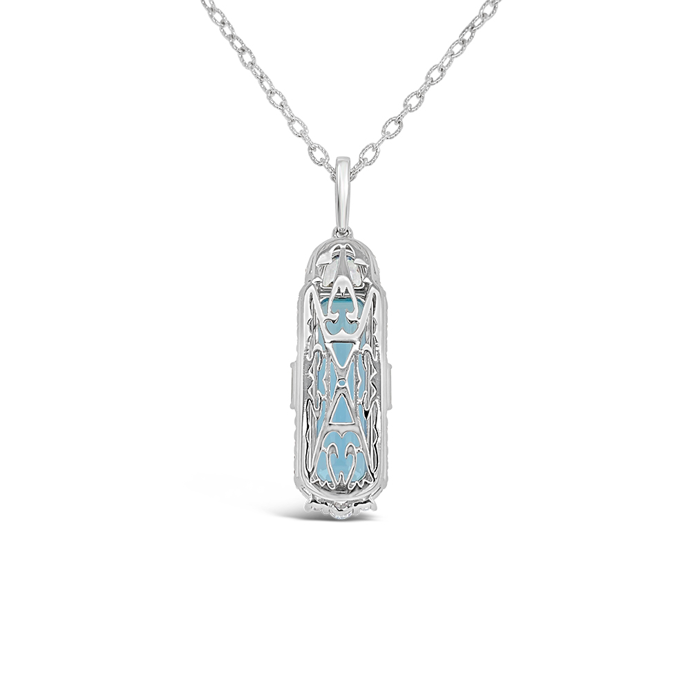 Irisa By Martin Binder Aquamarine & Diamond Half Moon Necklace