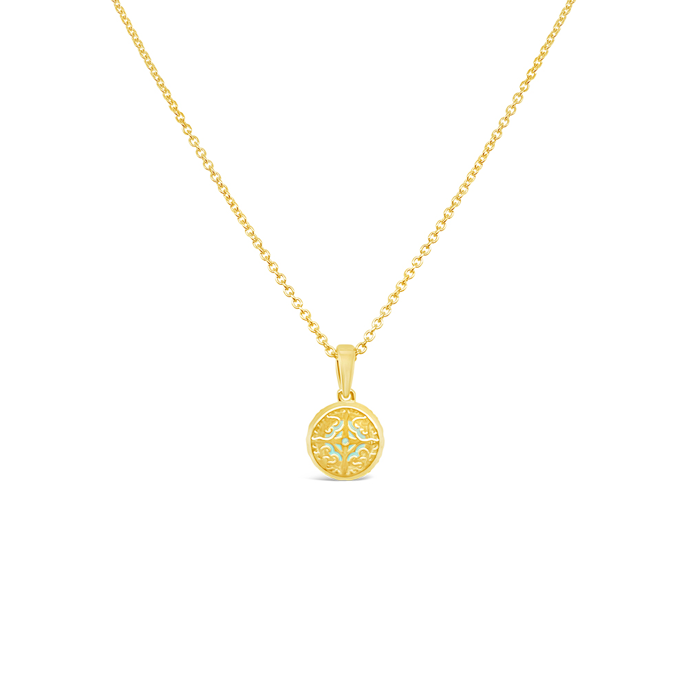 Irisa By Martin Binder Blue Zircon & Diamond Halo Pendant Necklace