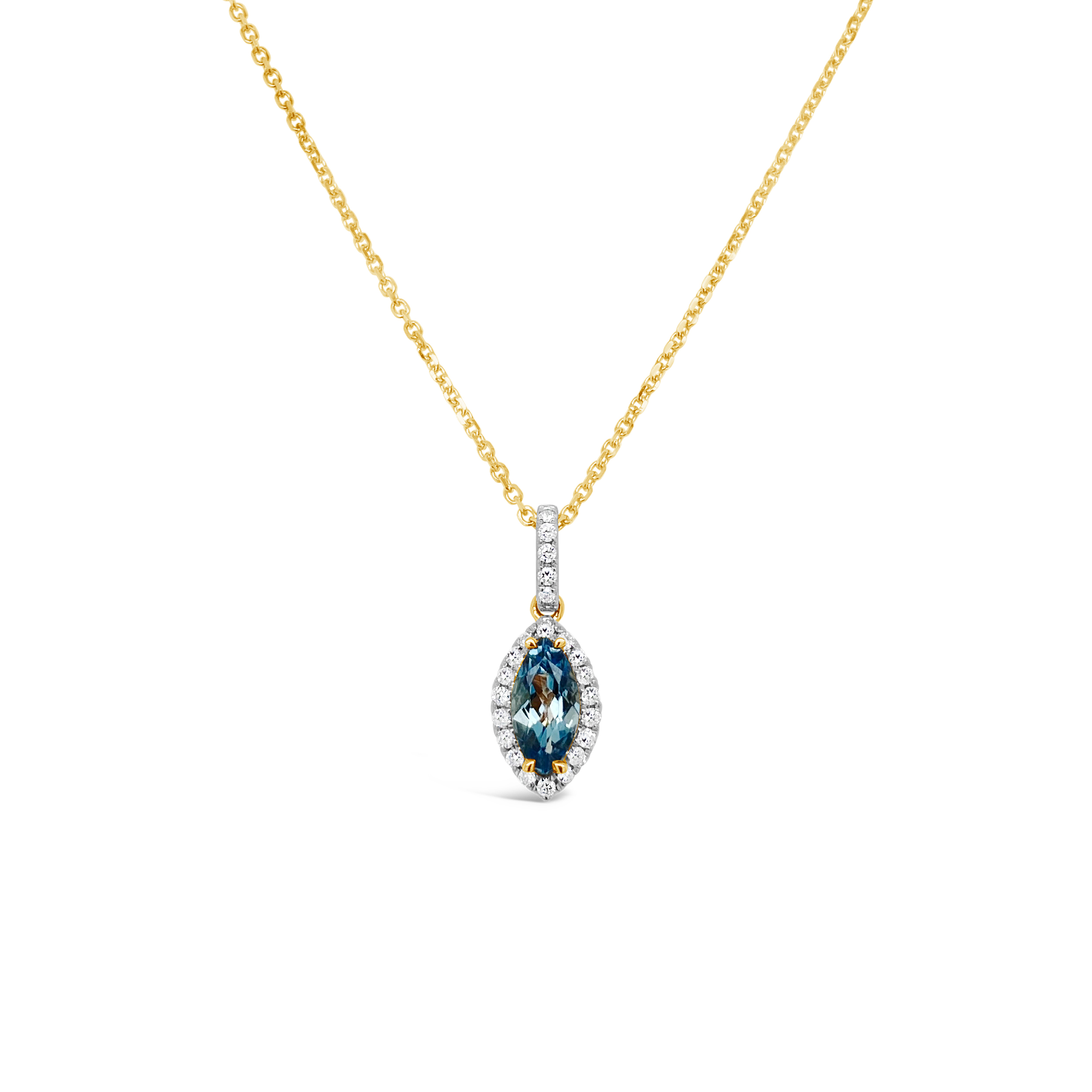 Irisa By Martin Binder Marquise Aquamarine & Diamond Halo Necklace