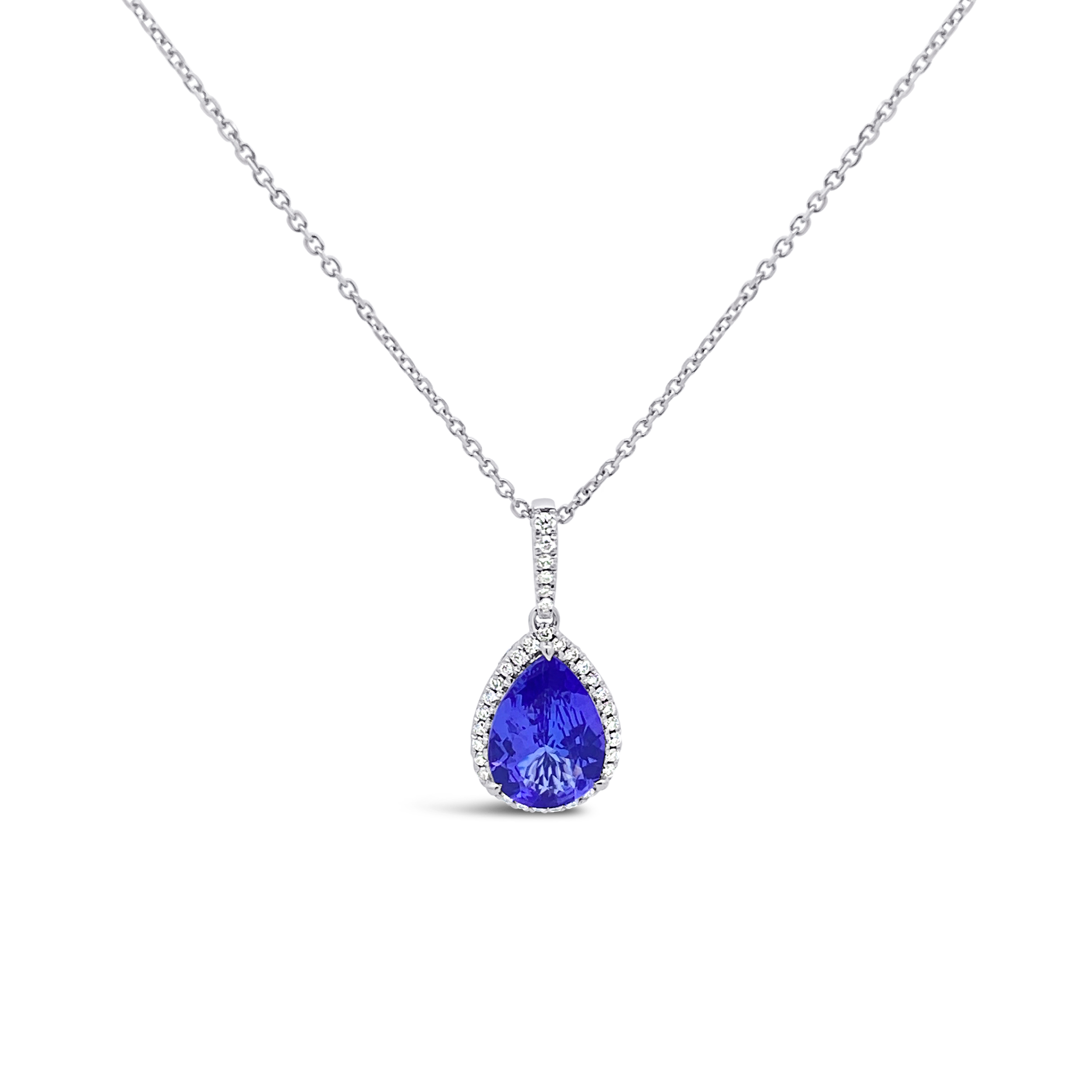 Irisa By Martin Binder Pear Tanzanite & Diamond Halo Necklace