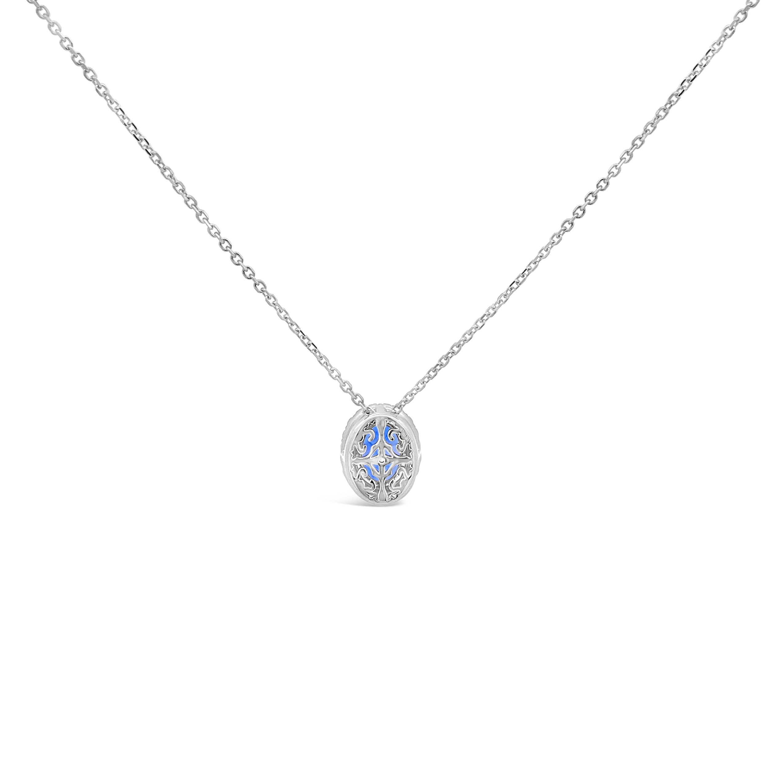 Irisa By Martin Binder Oval Montana Sapphire & Diamond Halo Necklace