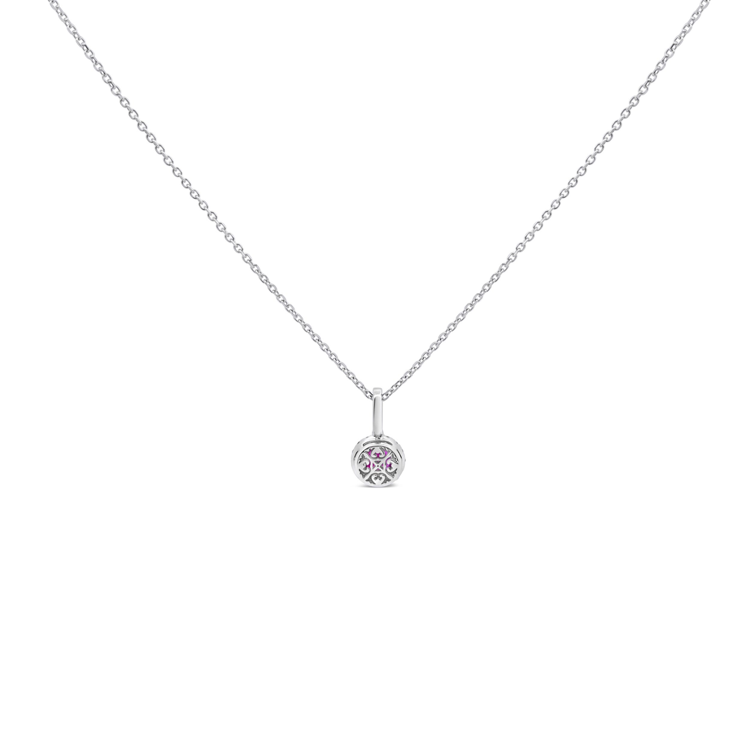 Irisa By Martin Binder Round Ruby & Diamond Halo Necklace