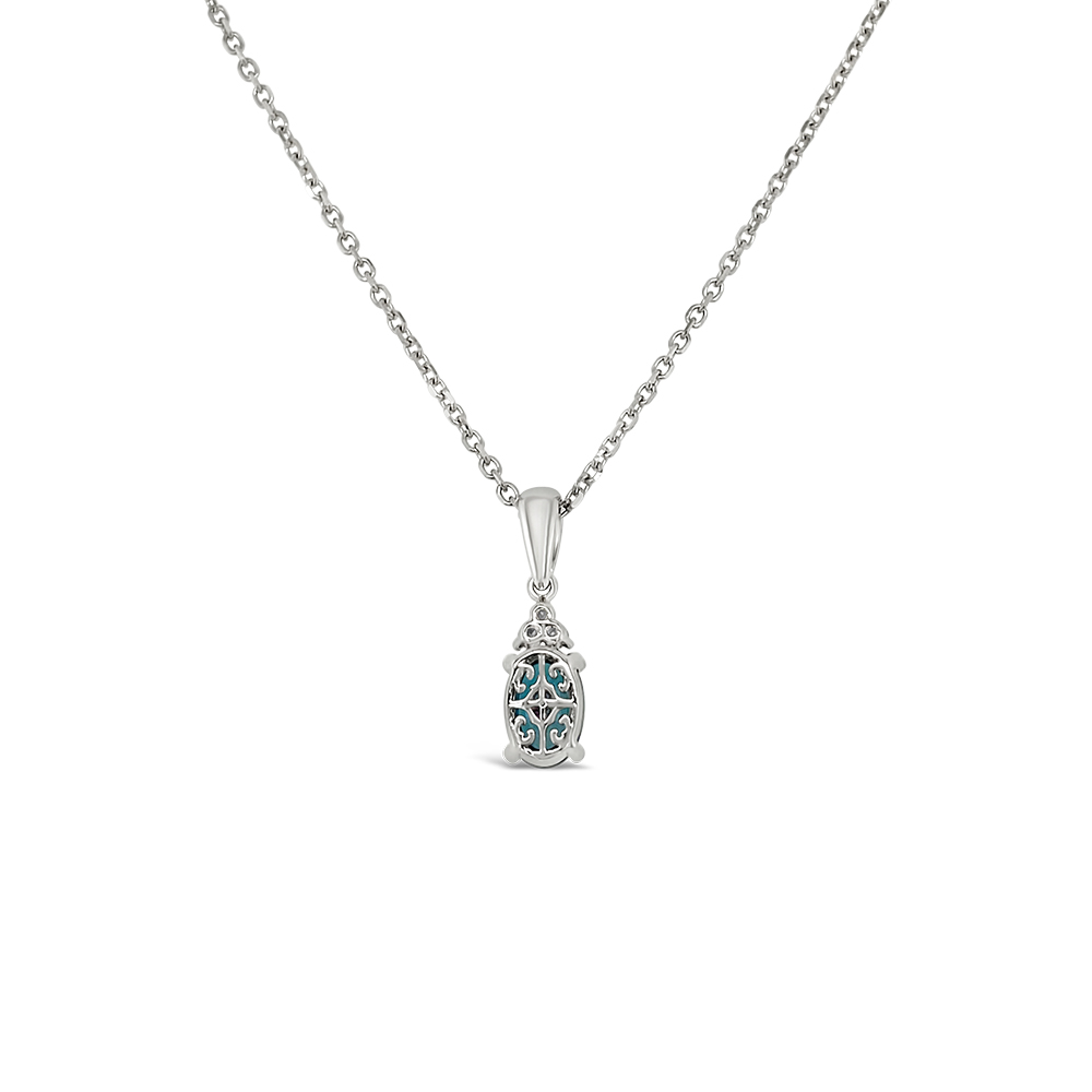 Irisa By Martin Binder Oval Blue Zircon & Diamond Necklace