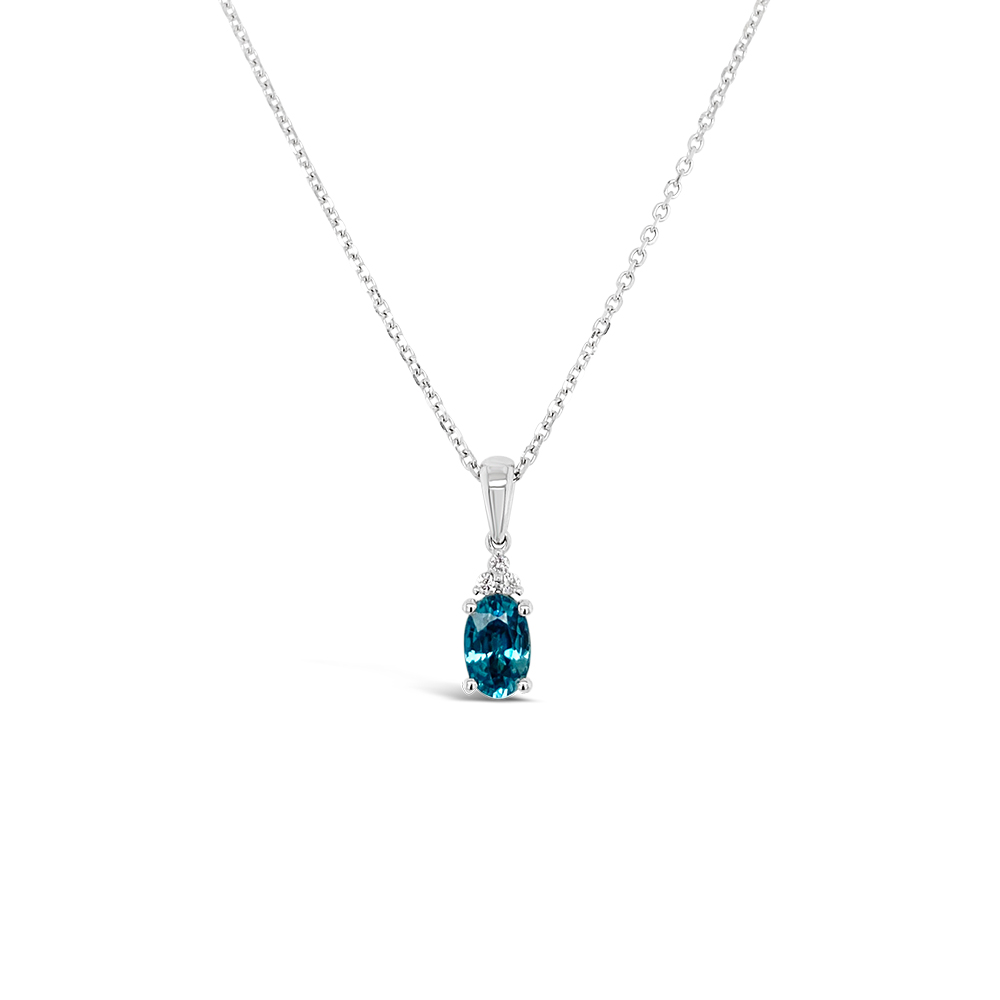 Irisa By Martin Binder Oval Blue Zircon & Diamond Necklace