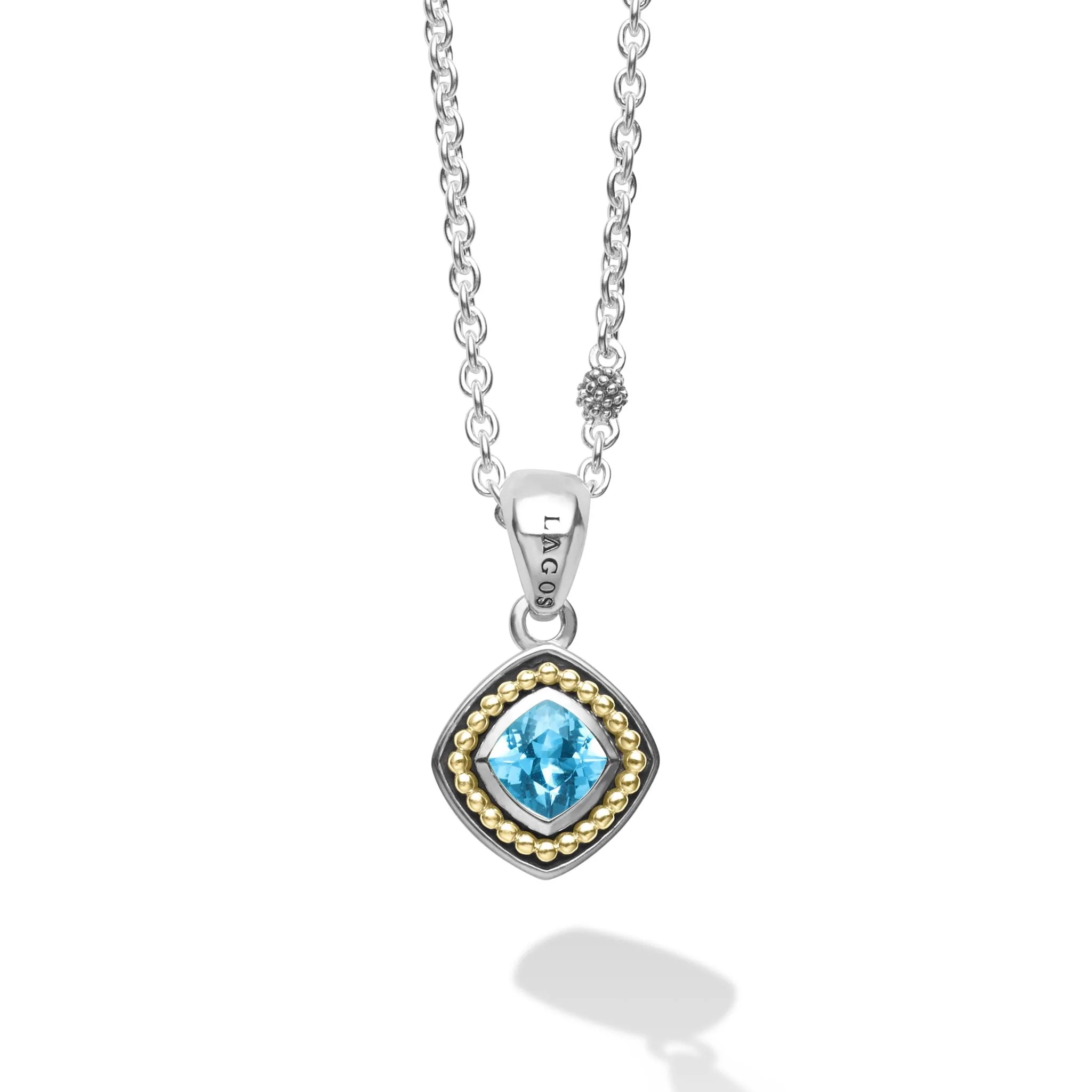 Lagos Caviar Color Swiss Blue Topaz Pendant Necklace