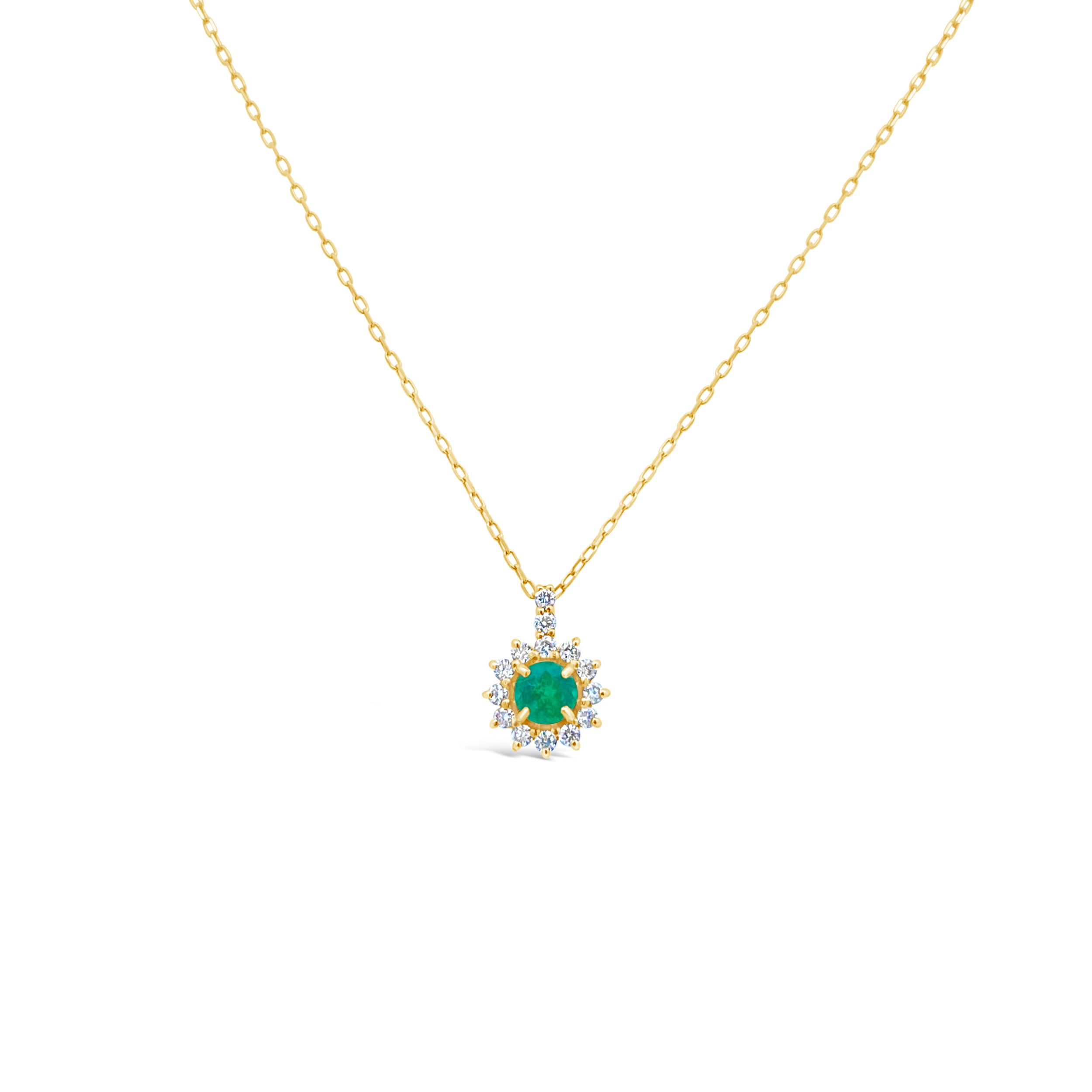 Irisa By Martin Binder Round Emerald & Diamond Halo Necklace